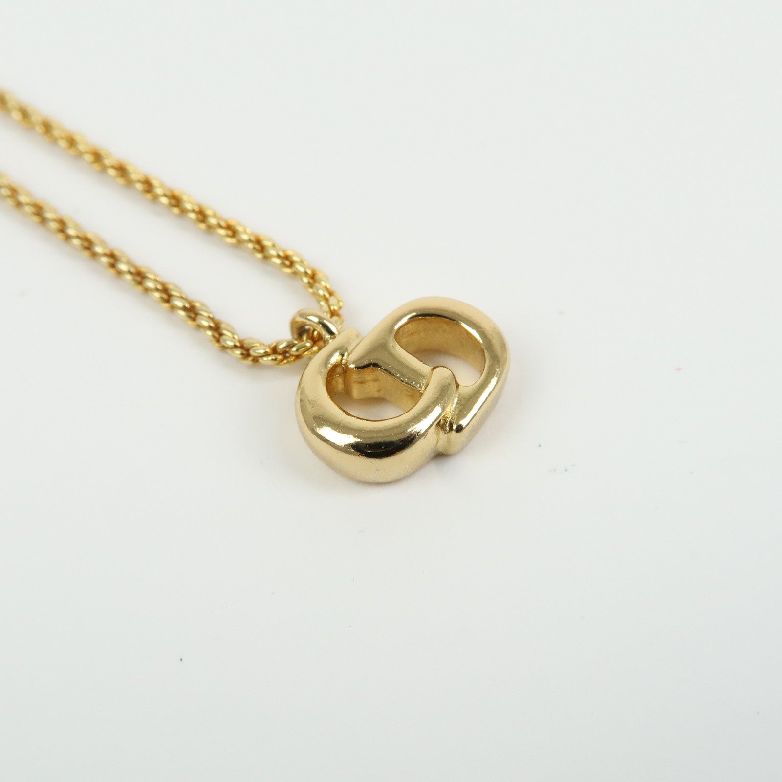 Christian Dior CD Logo Metal Necklace Choker Gold