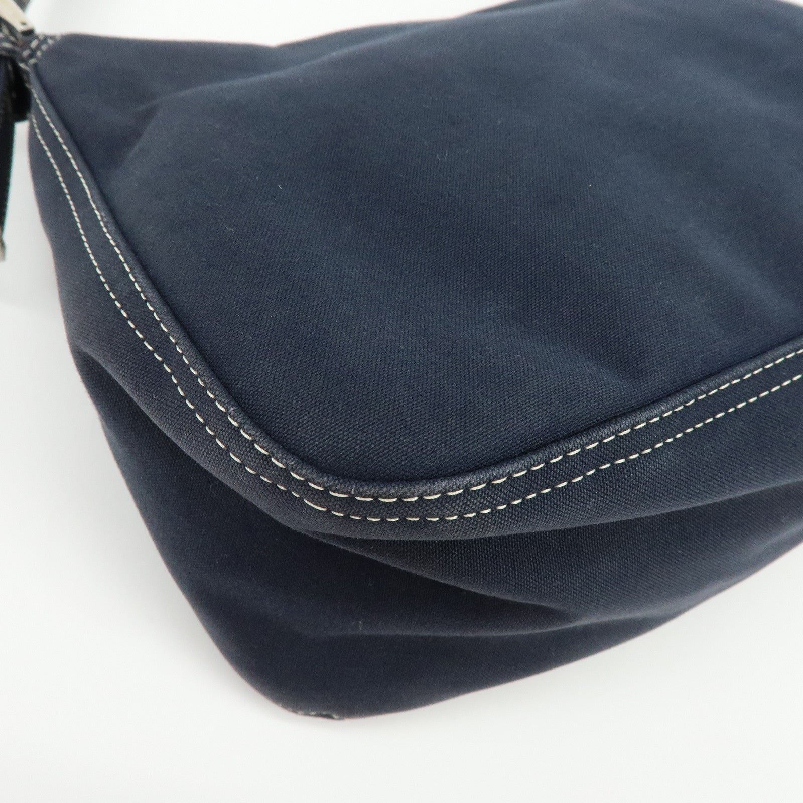 FENDI Mamma Baguette Canvas Shoulder Bag Marble Motif Navy  8BR001