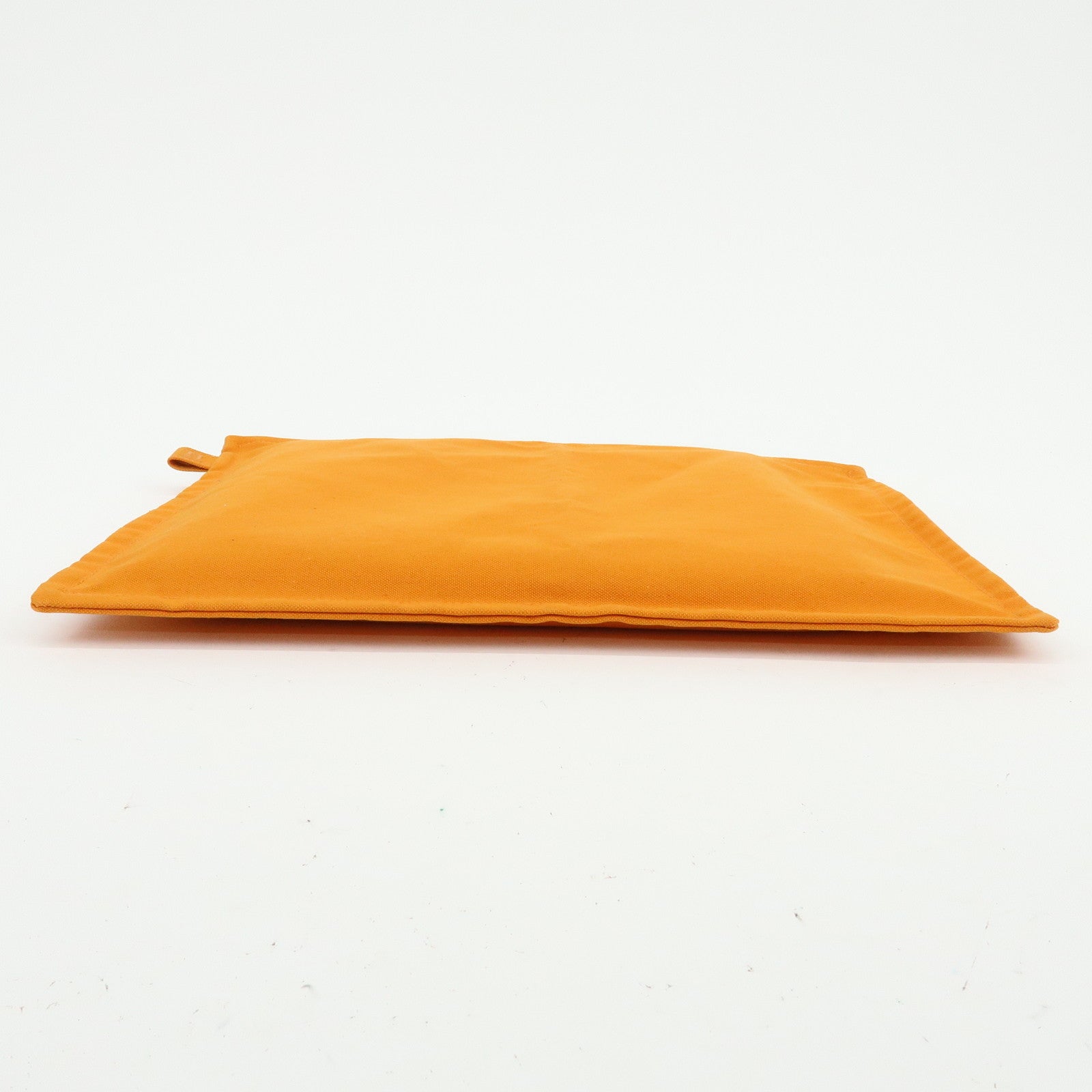 HERMES Cotton Leather Bora Bora GM Flat Pouch Orange