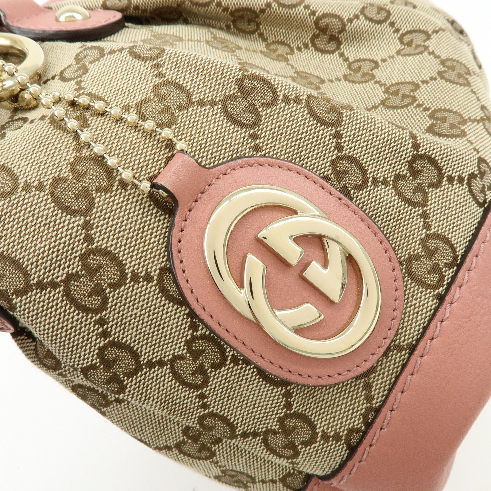 GUCCI Sukey GG Canvas Leather 2Way  Shoulder Bag Pink 247902