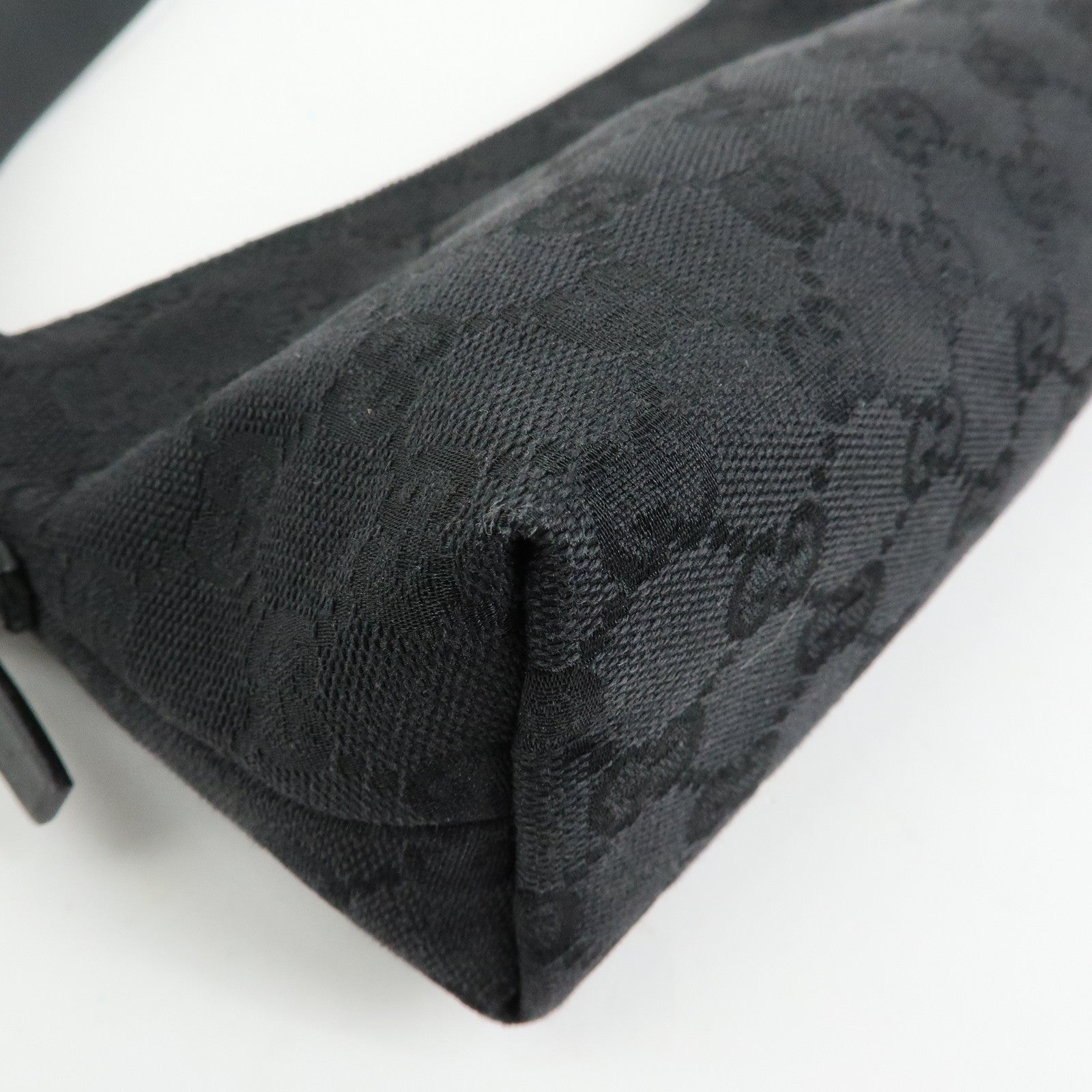 GUCCI GG Canvas Leather Hand Bag Accessory Pouch Black 103399