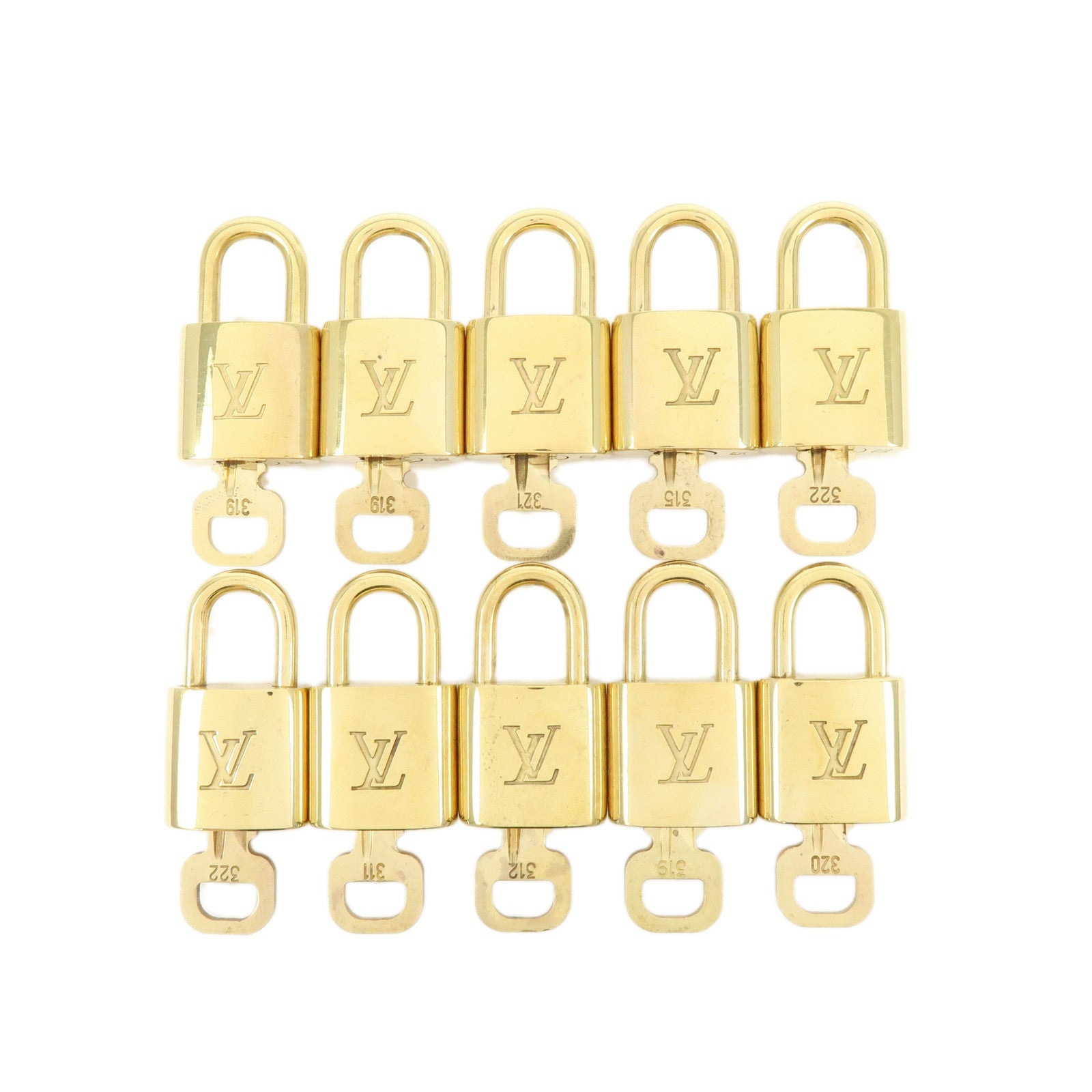 Louis Vuitton Lot of 10 Lock & Key Cadena Key Lock Gold