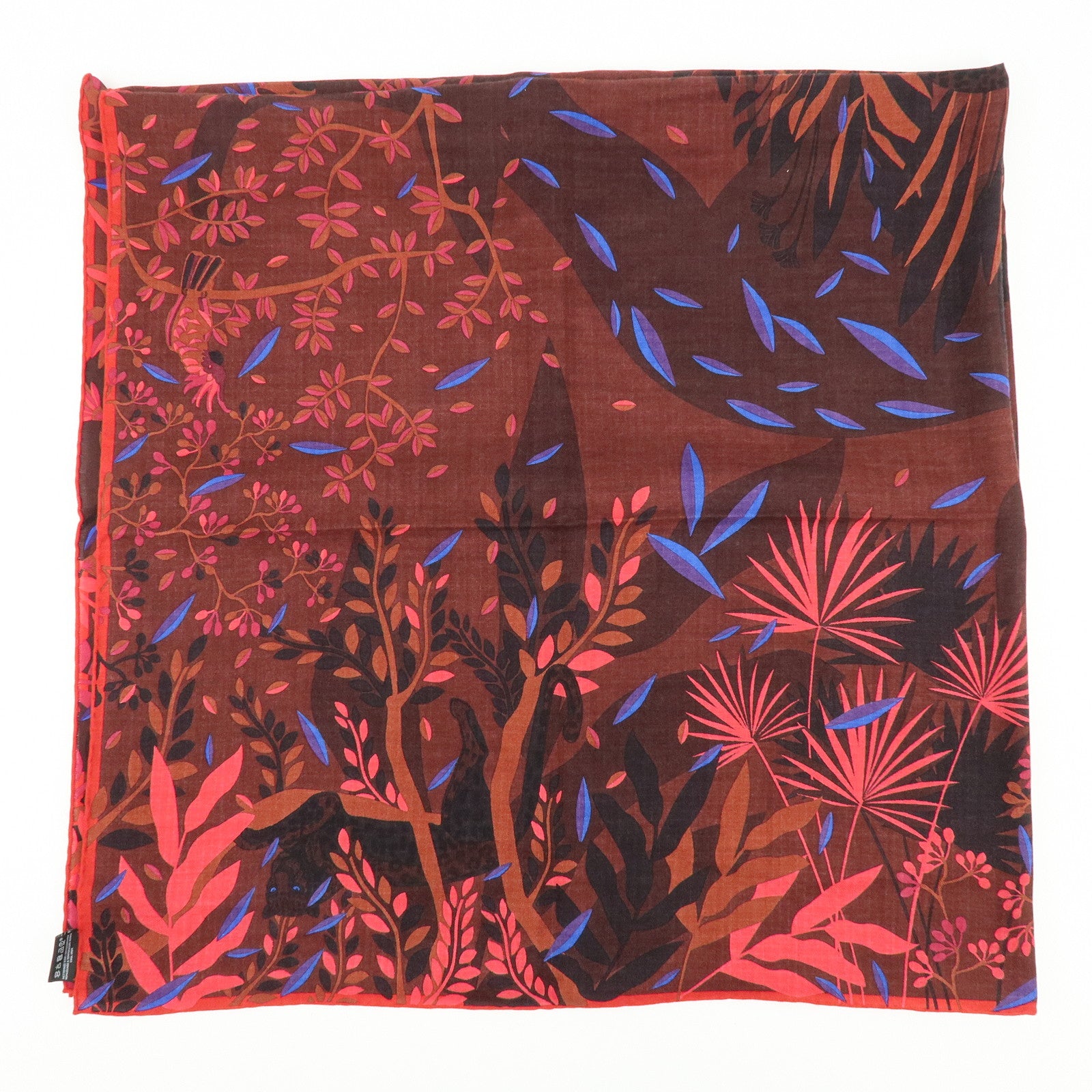 Cartier Cashmere Silk Scarf Stole Brown Purple Blue Black Coral