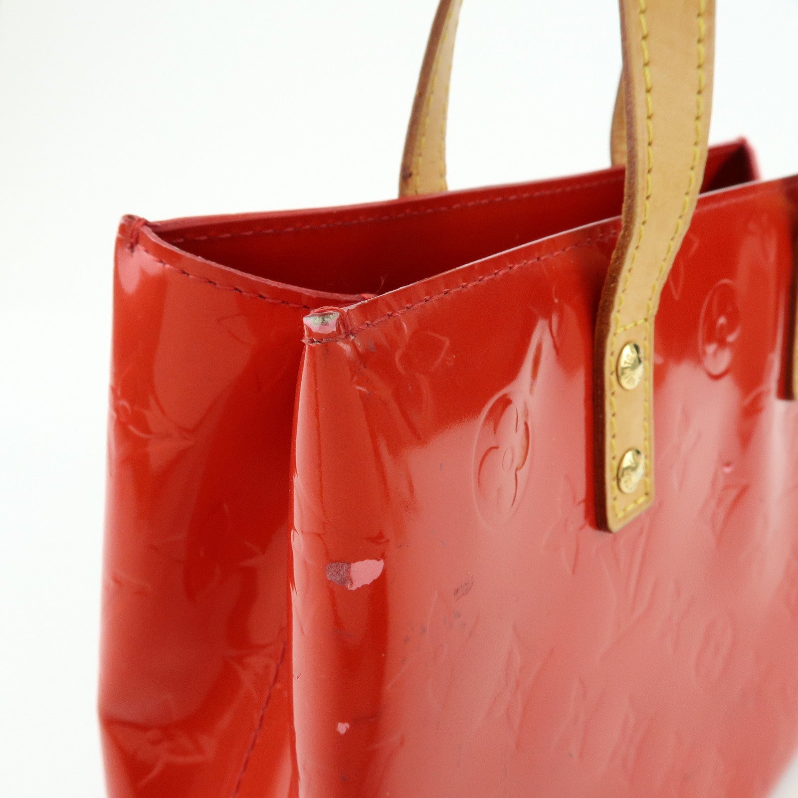 Louis Vuitton Monogram Vernis Reade PM Hand Bag Rouge M91088