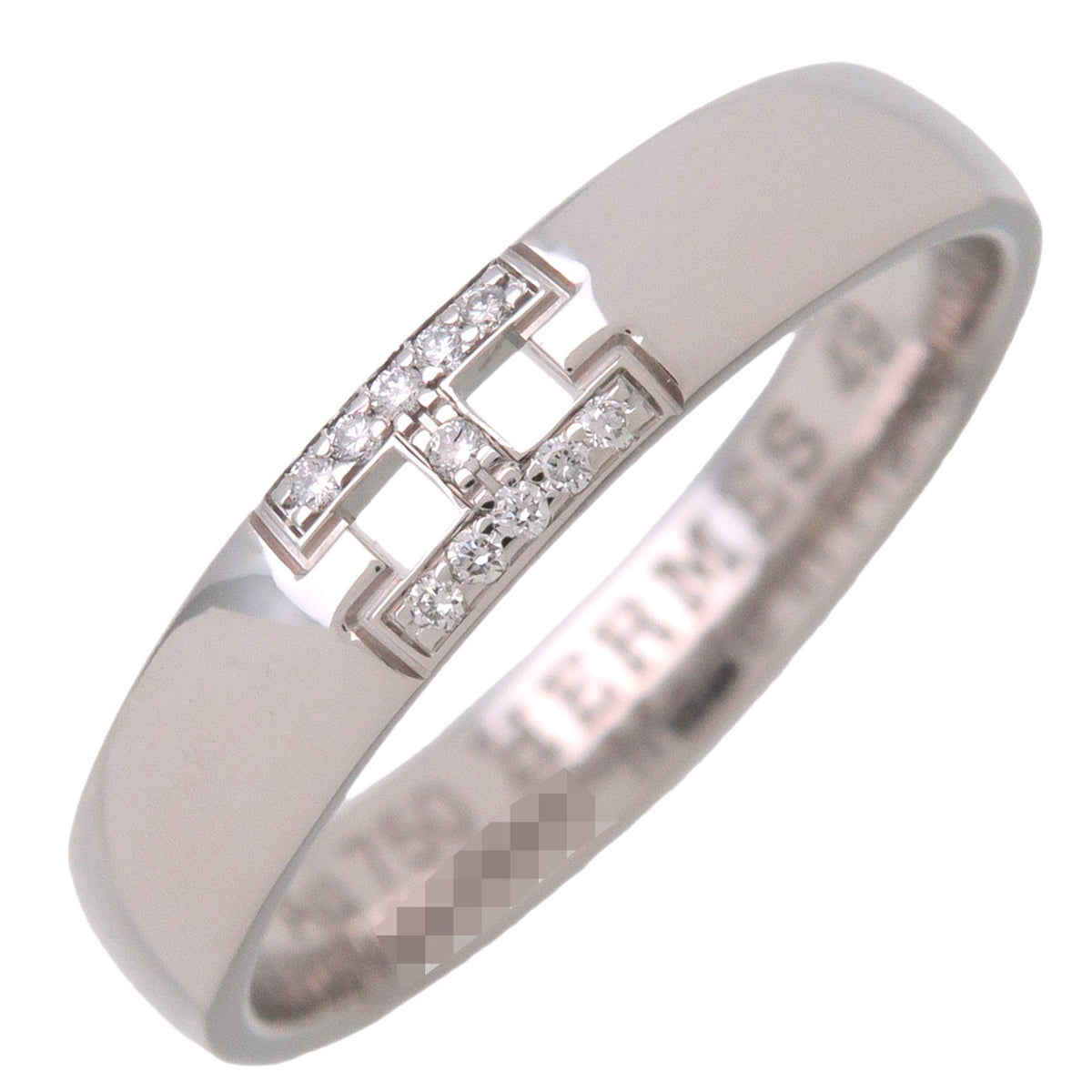 HERMES Ever Hercules 11P Diamond Ring K18 750WG White Gold #49 US5.75