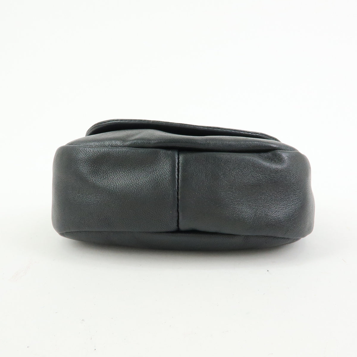 JIL SANDER Leather Sphere Pouch Clutch Hand Bag Black