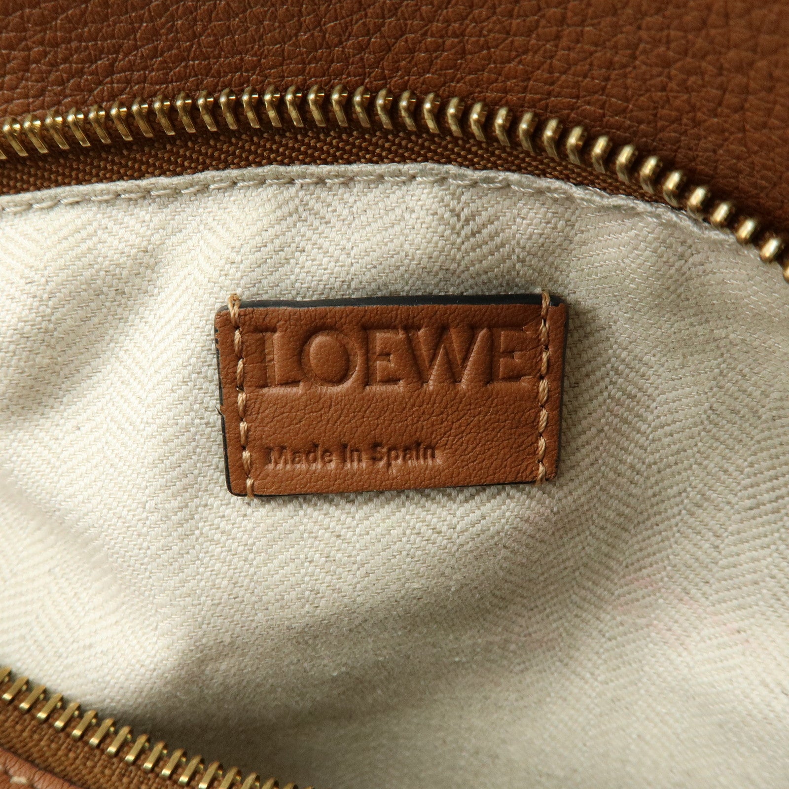 LOEWE Puzzle Bag Anagram Calf Skin Medium 2Way Bag Brown Pink Camel