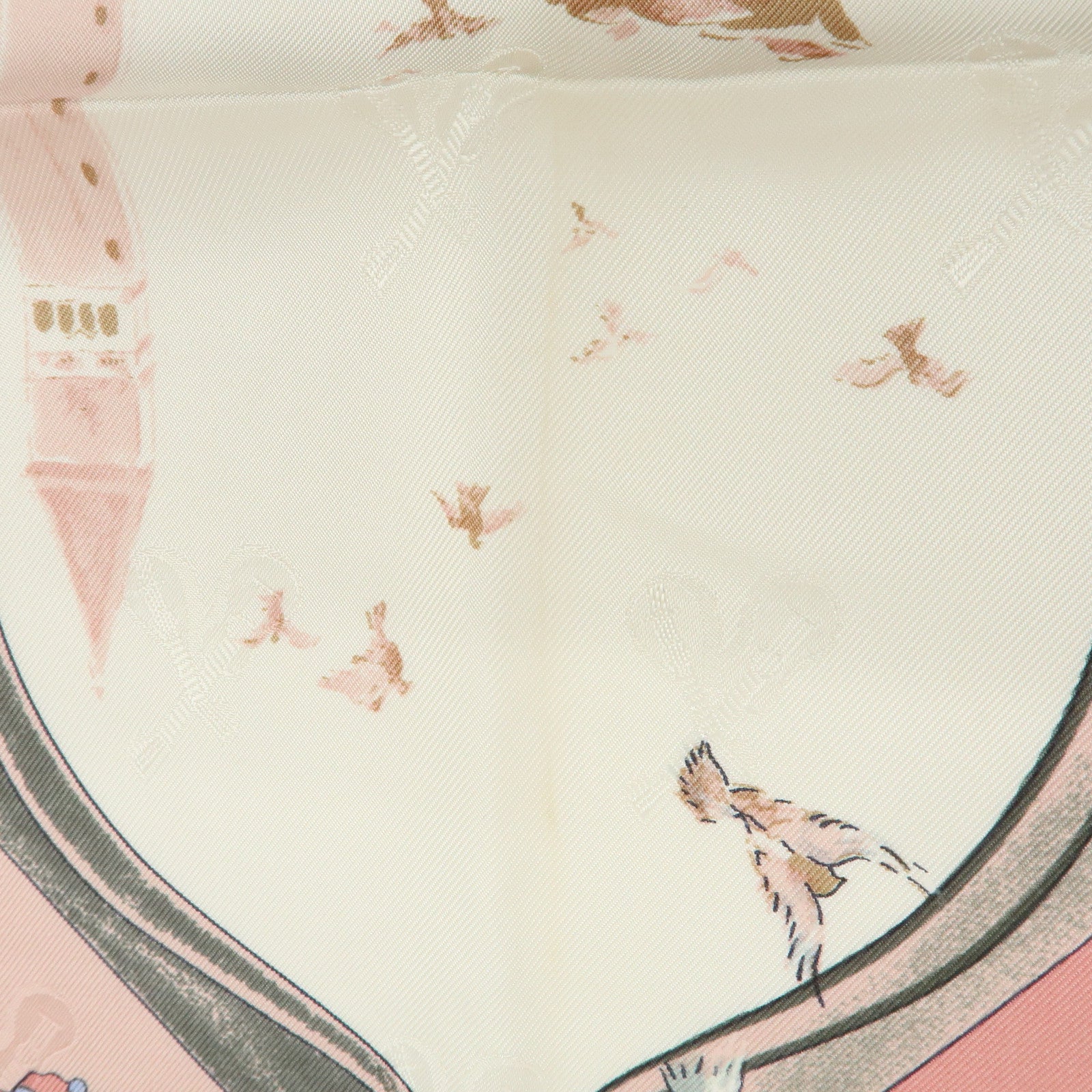 HERMES Carre 90 Silk 100% Scarf LE CARNAVAL DE VENISE Beige Pink
