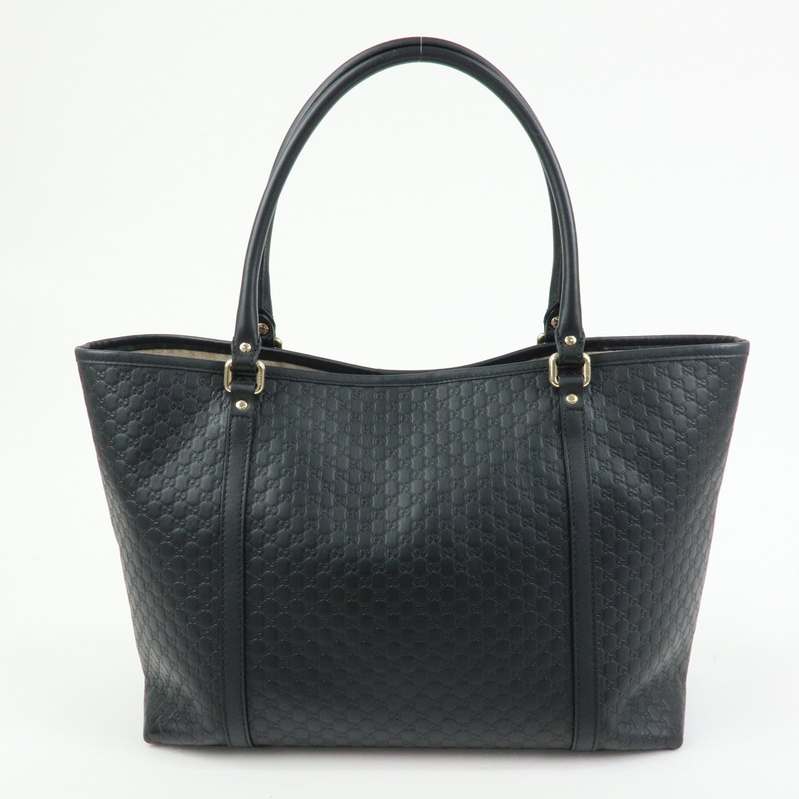 GUCCI Microguccissima Leather Tote Bag Shoulder Bag Black 449647