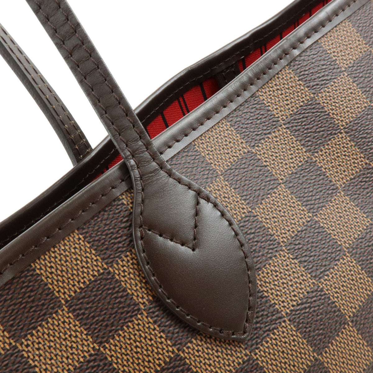 Louis Vuitton Damier Neverfull MM Canvas Leather Tote Bag Cerise N41358