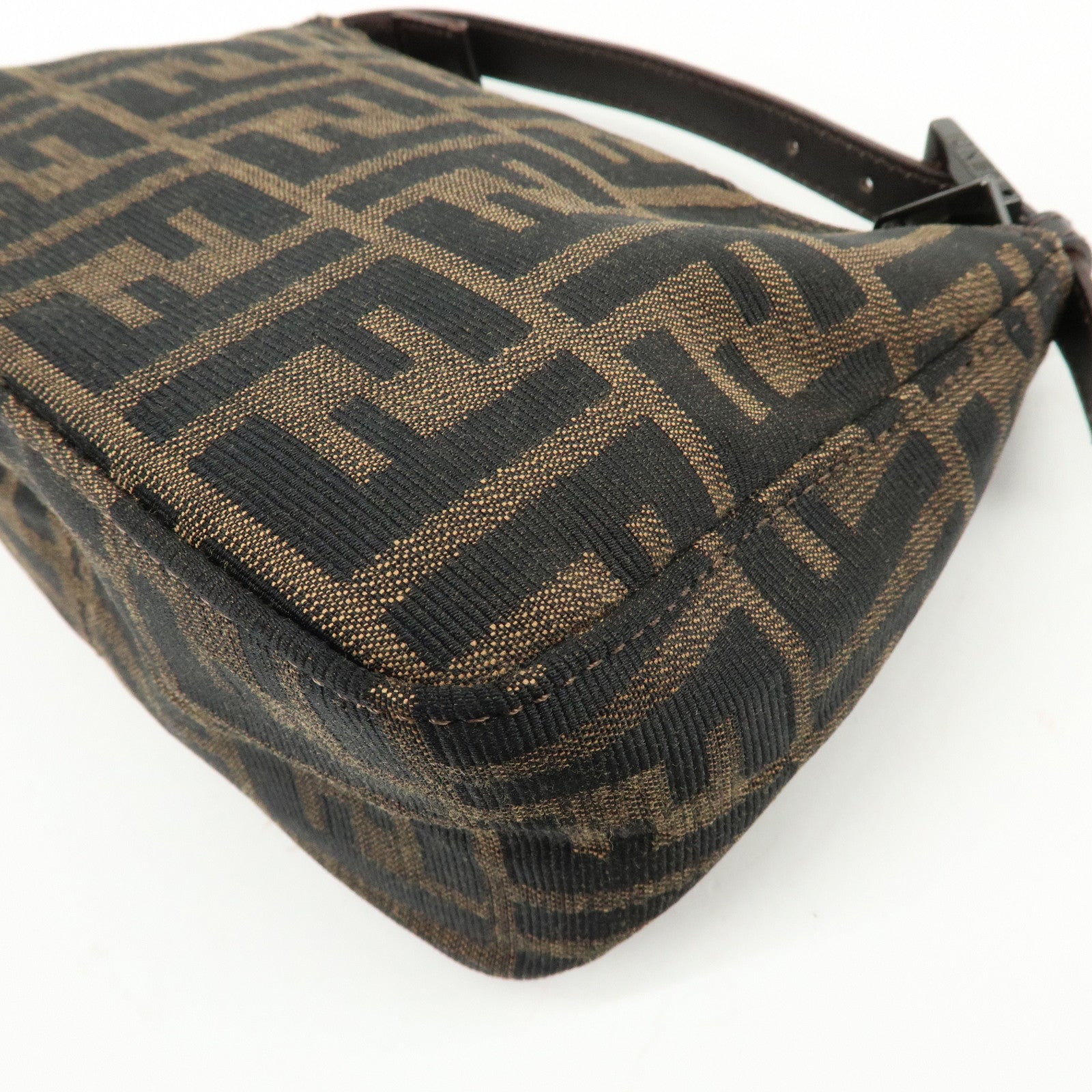 FENDI Zucca Canvas Leather Mini Pochette Pouch Hand Bag Brown 8N0001