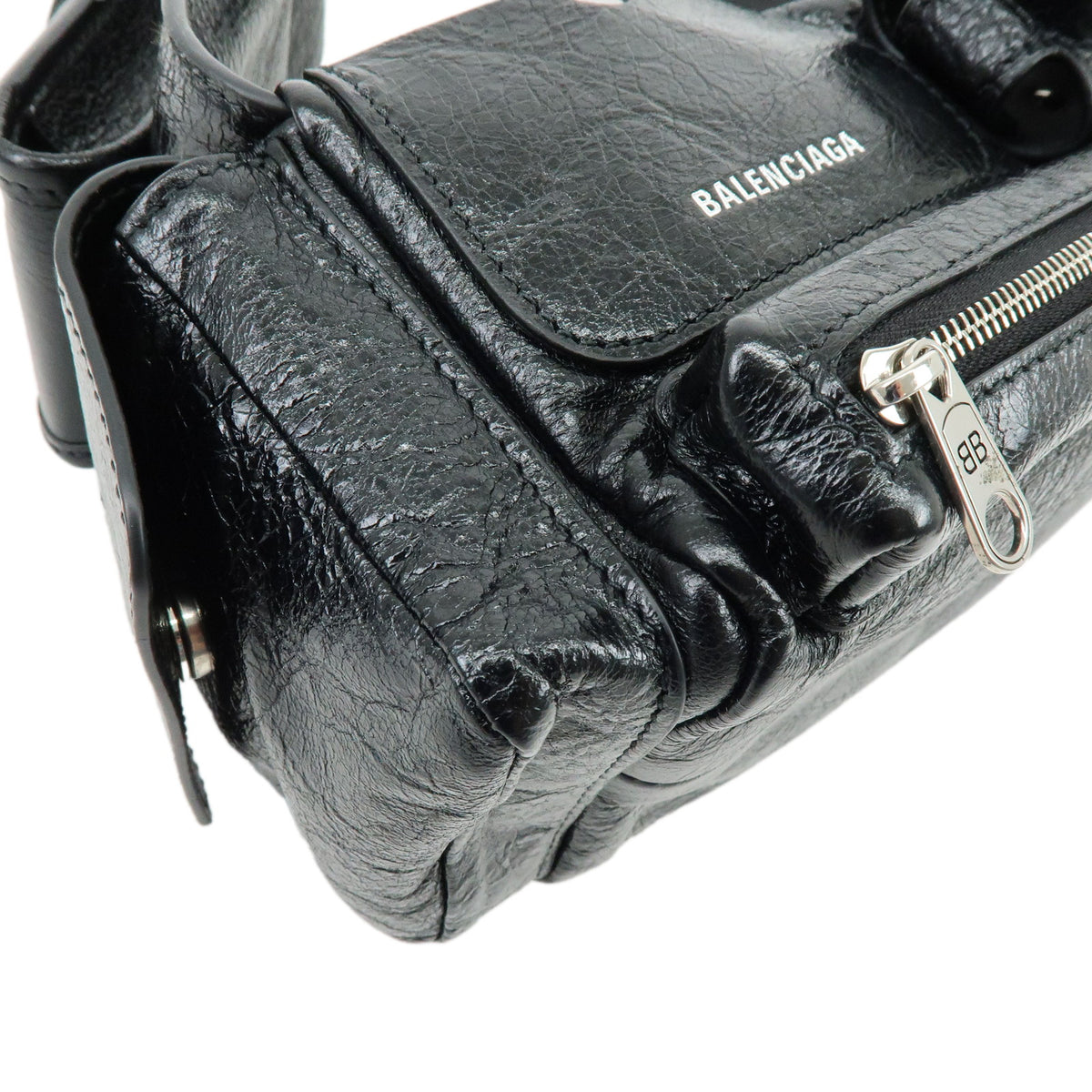BALENCIAGA Superbusy XS Leather Sling Bag Shoulder Bag Black 762516