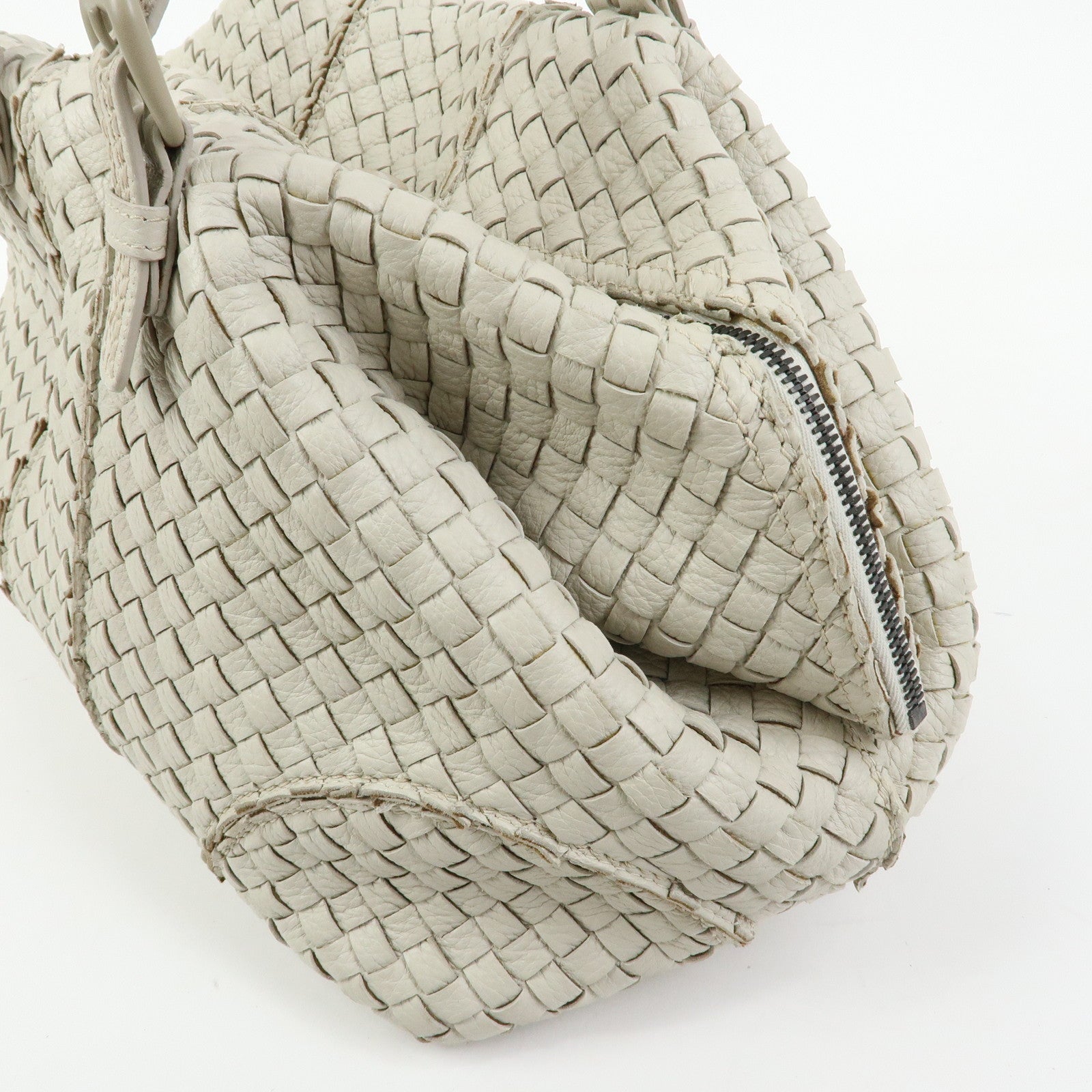 BOTTEGA VENETA Intrecciato Leather Shoulder Bag Hand Bag Ivory