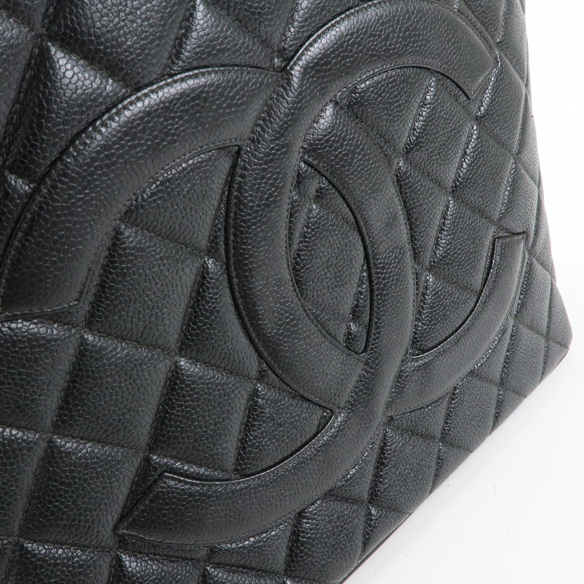 CHANEL Medallion Matelasse COCO Mark Caviarskin Tote Hand Bag A01804