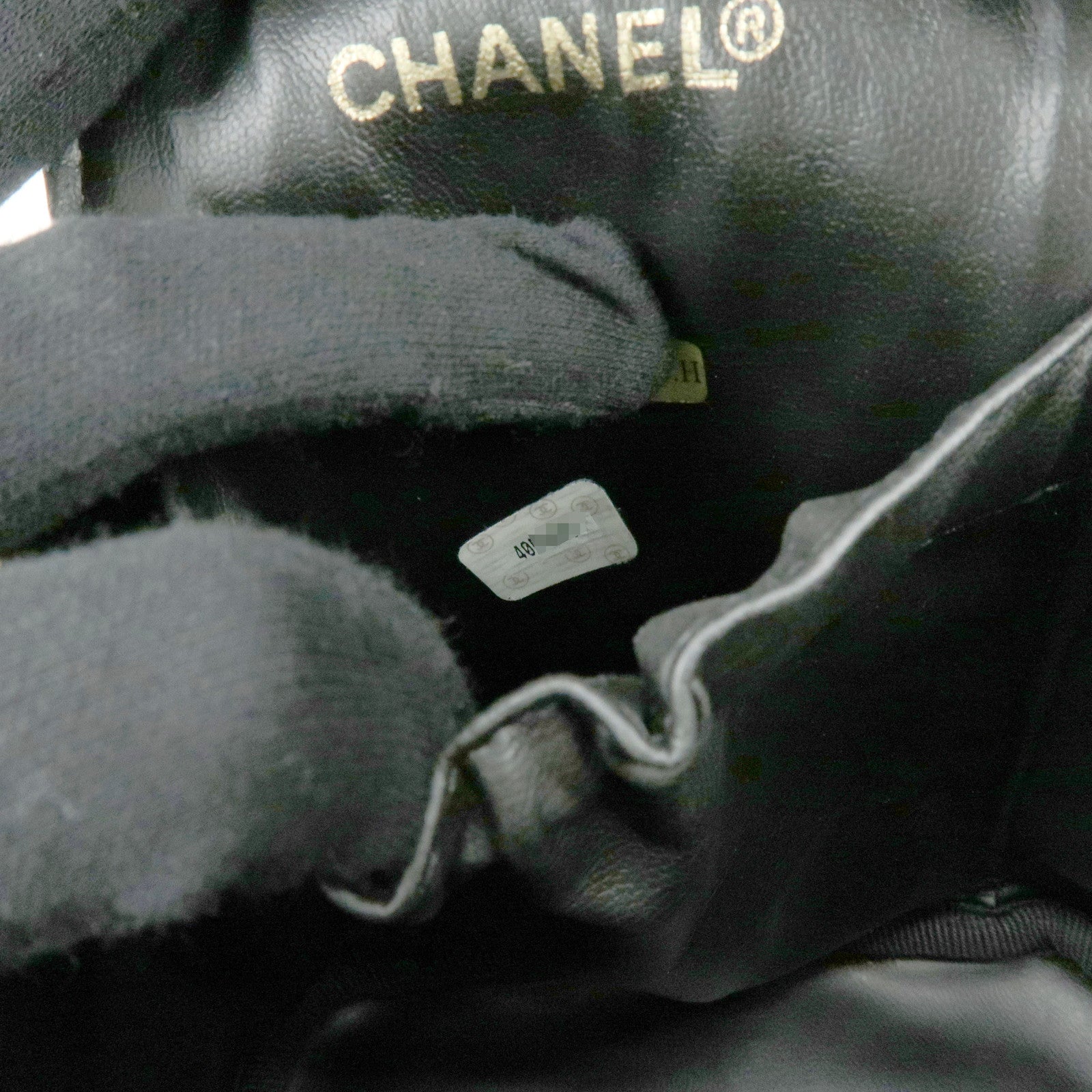 CHANEL Bicolore Lamb Skin Vanity Bag Hand Bag Black A01619