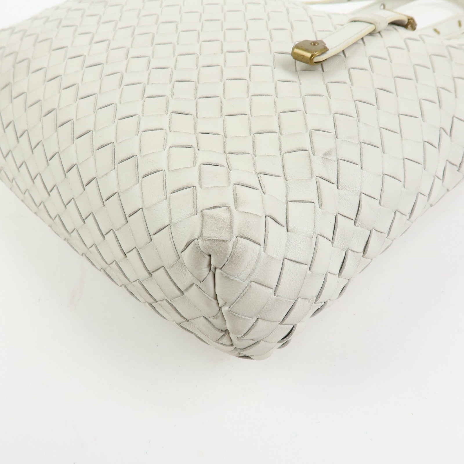 BOTTEGA VENETA Intrecciato Leather Hand Bag Mini Tote Bag White 162937