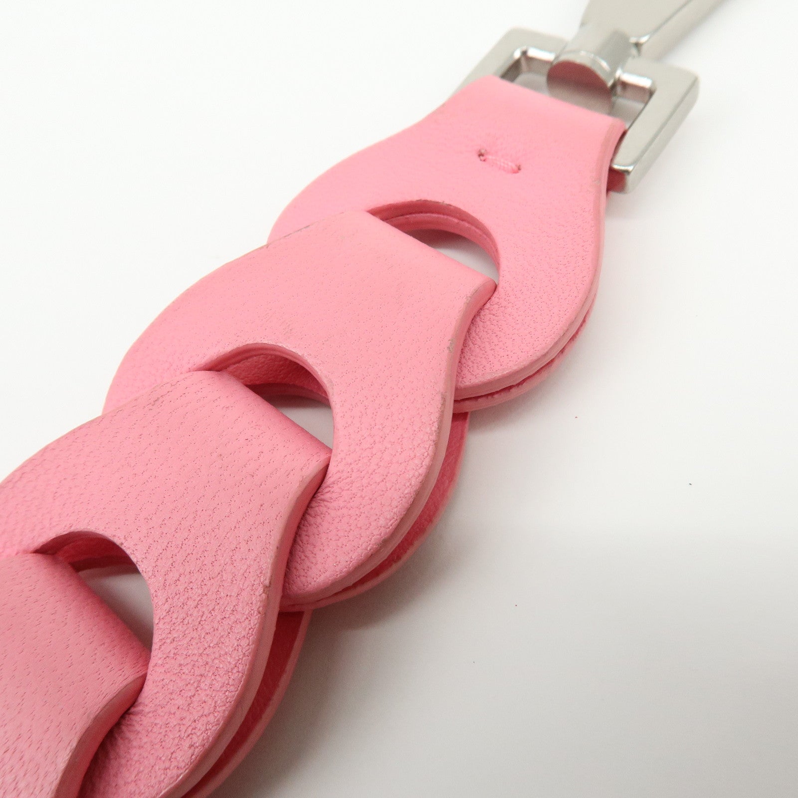BOTTEGA VENETA Leather Metal Bag Charm Chain Motif Pink 577930
