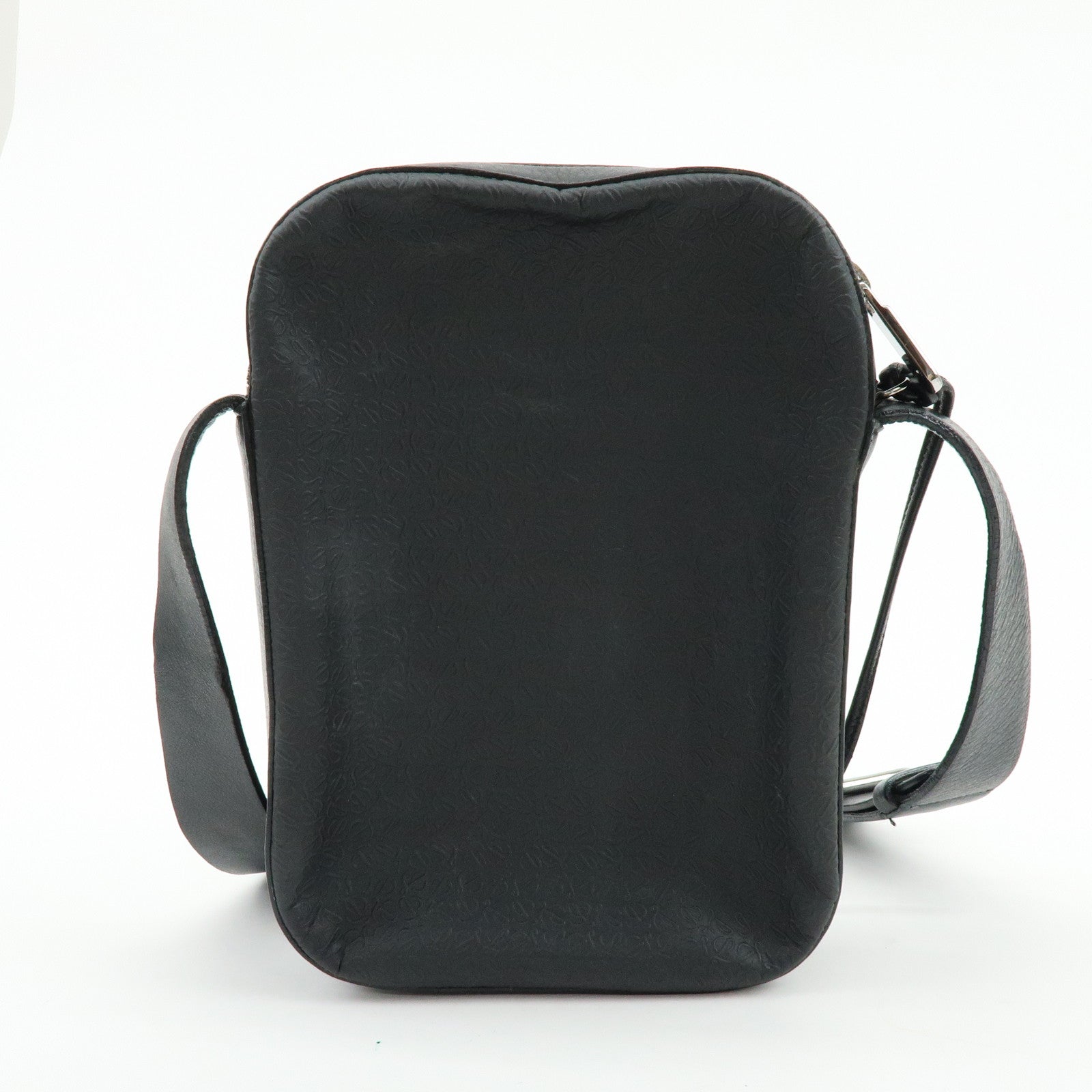 LOEWE Repeat Anagram PVC Leather Shoulder Bag Crossbody Bag Black