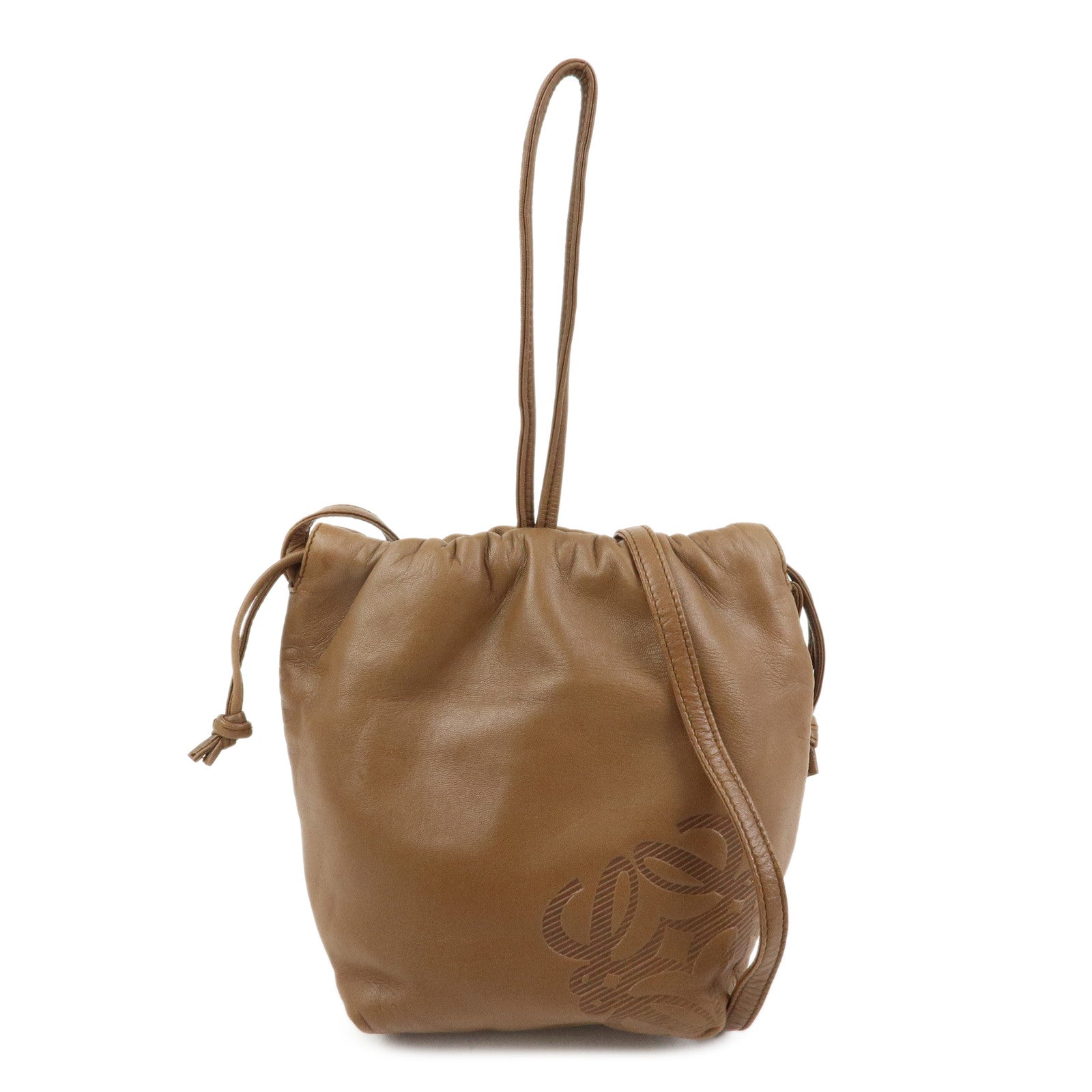 LOEWE Anagram Nappa Leather Shoulder Crossbody Bag Brown