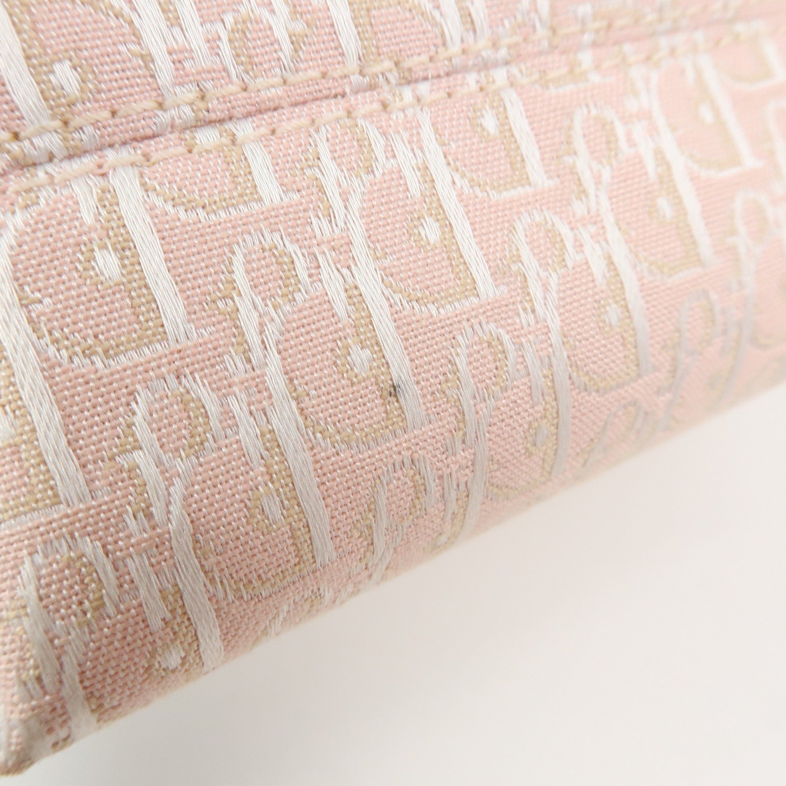 Christian Dior Trotter Canvas Leather Pouch Hand Bag Pink White