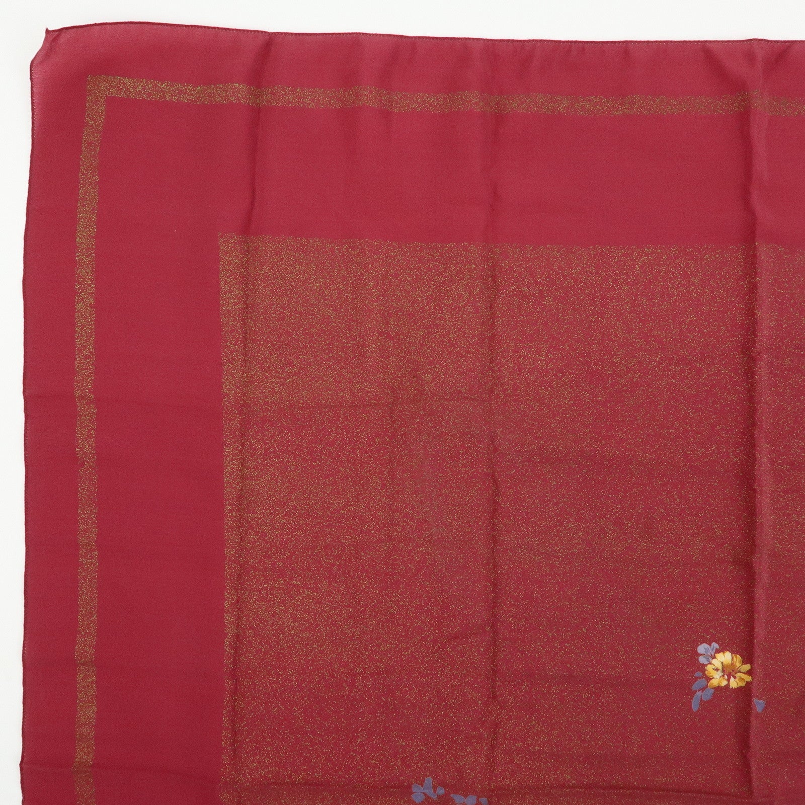 BALENCIAGA Silk 100% Scarf Floral Design Wine Red Yellow Blue