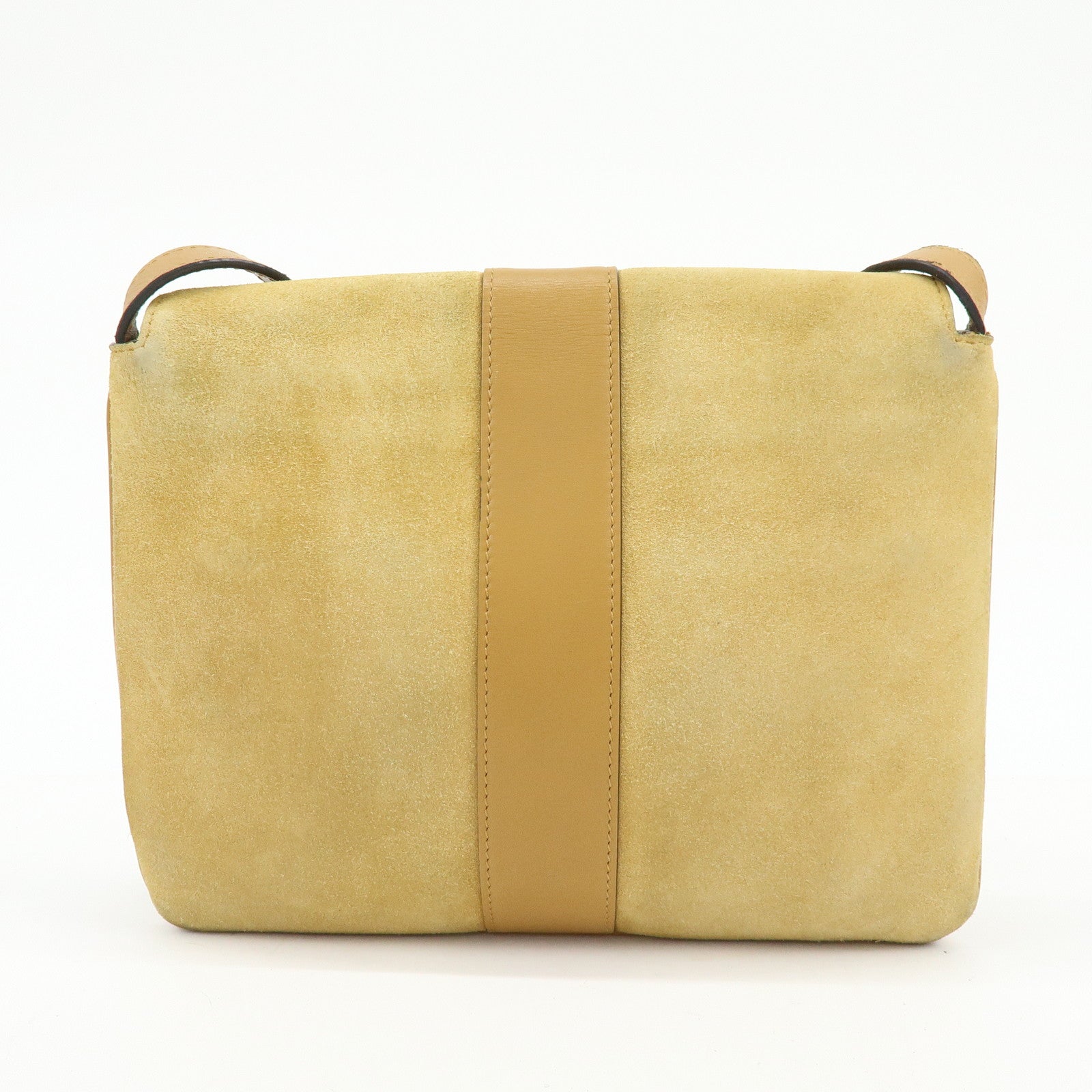 GUCCI Arli Double G Suede Leather Shoulder Crossbody Bag Beige Brown