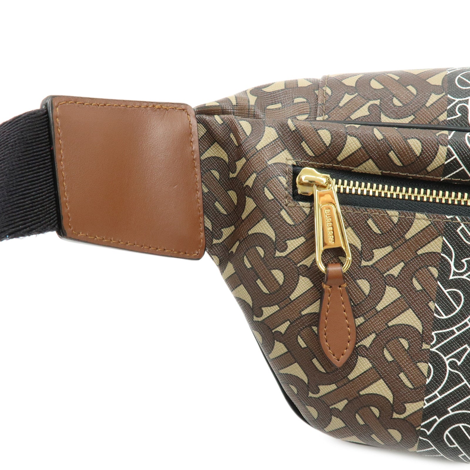 BURBERRY TB Monogram Stripe PVC Leather Waist Bag Body Crossbody Bag