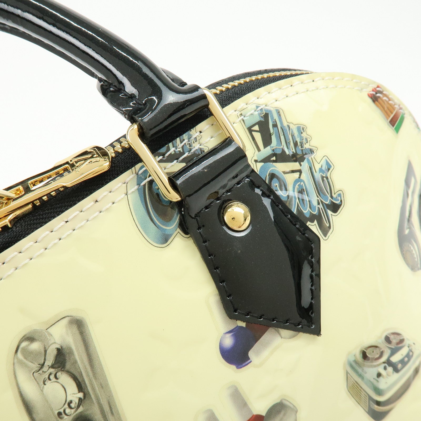 Louis Vuitton Monogram Vernis Sticker Alma PM Hand Bag Off White M50466