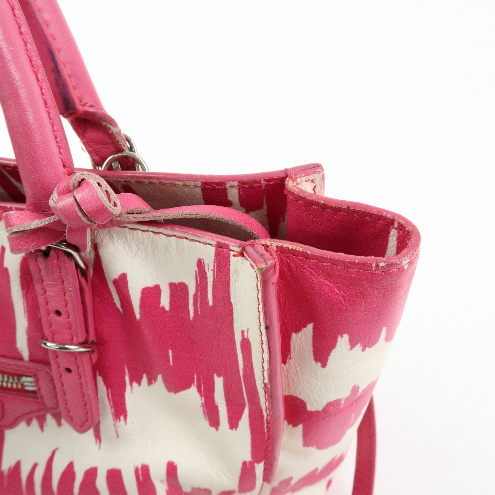 BALENCIAGA Leather Mini Paper 2Way Bag Tote Bag Hand Bag Pink 338585