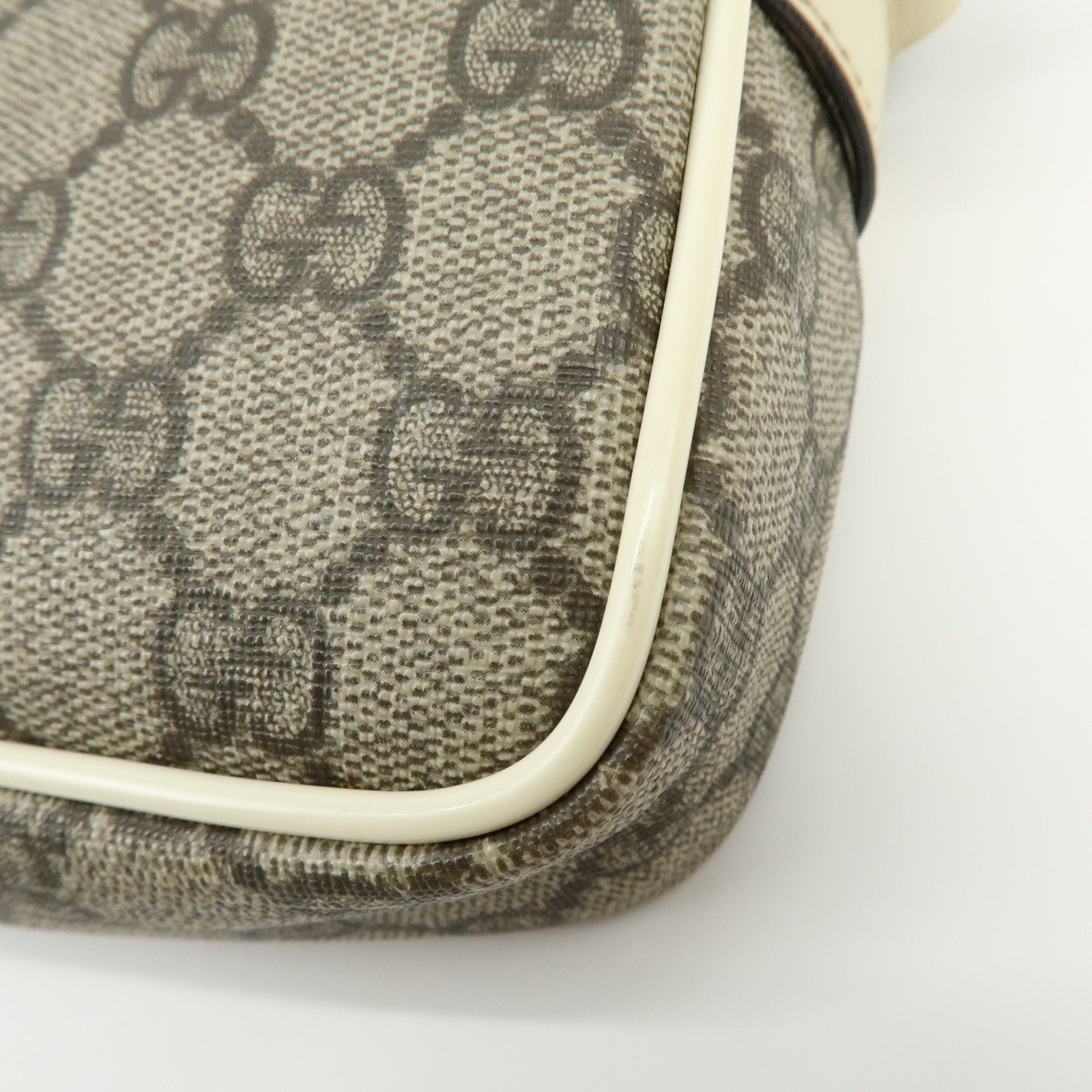 GUCCI GG Supreme Leather Shoulder Bag Crossbody Bag  Beige White 201447