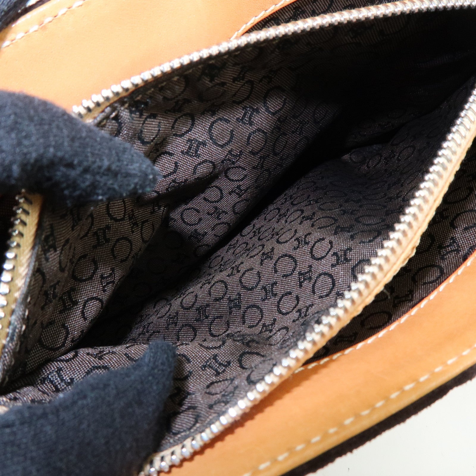 CELINE C Macadam Suede Leather Hand Bag Tote Bag Dark Brown