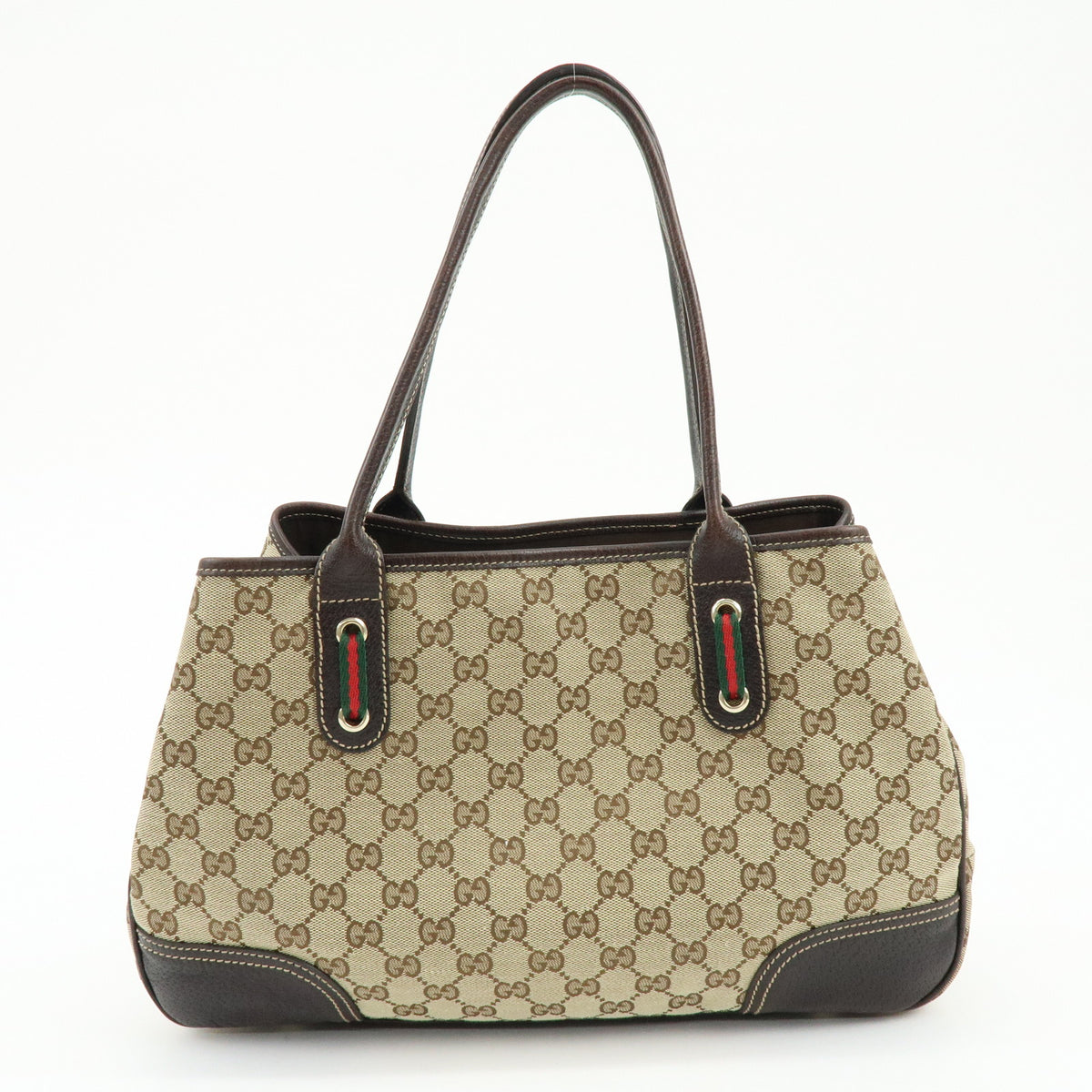 GUCCI Princy Sherry GG Canvas Leather Tote Bag Beige Brown 163805