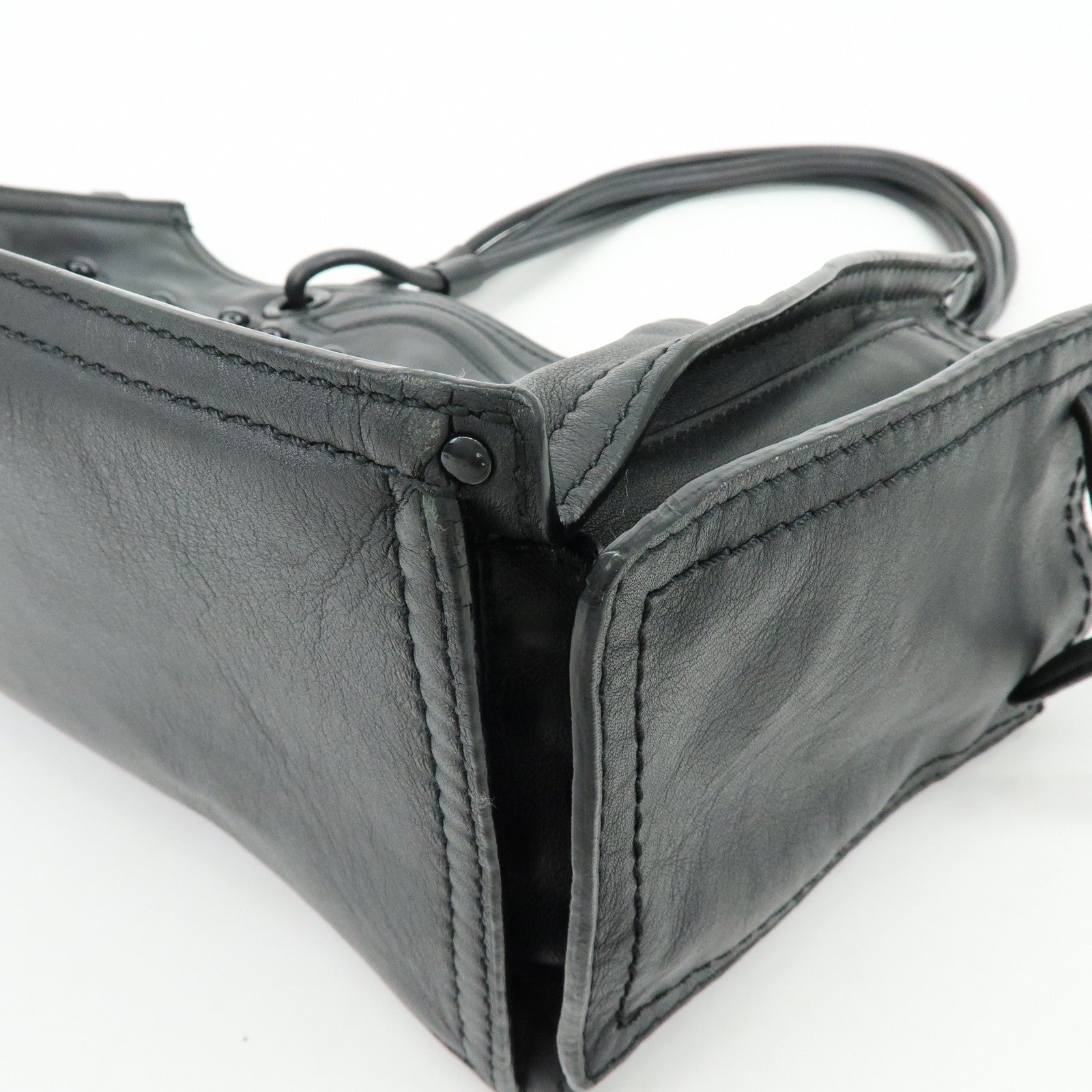 LOEWE Crown Logo Shopper Tote Leather Shoulder Bag Tote Bag Black