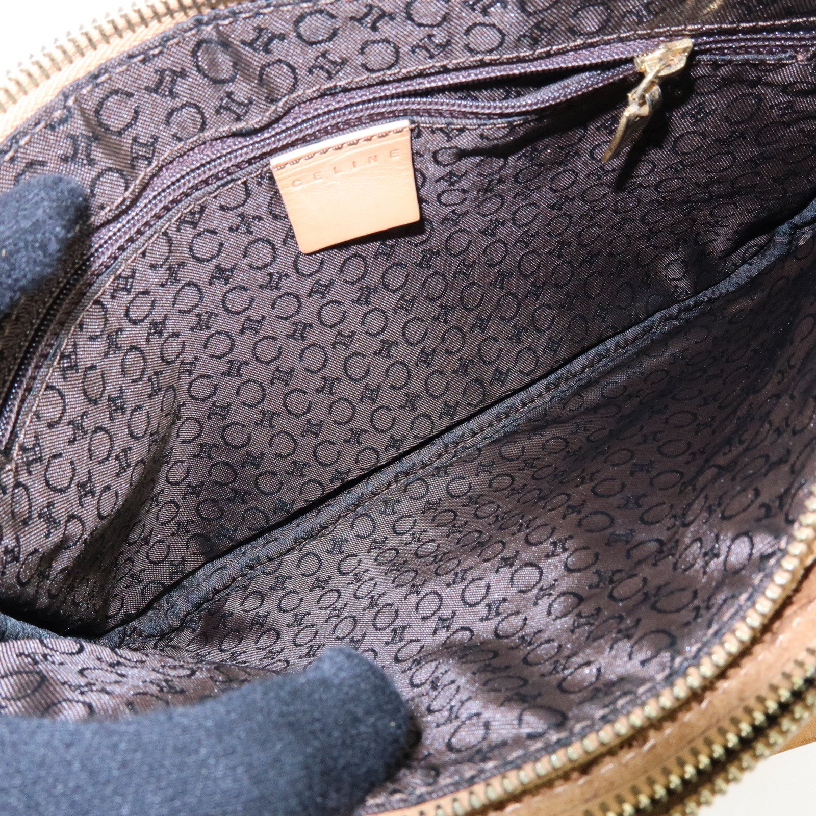 CELINE C Macadam Suede Leather Shoulder Bag Hand Bag Brown