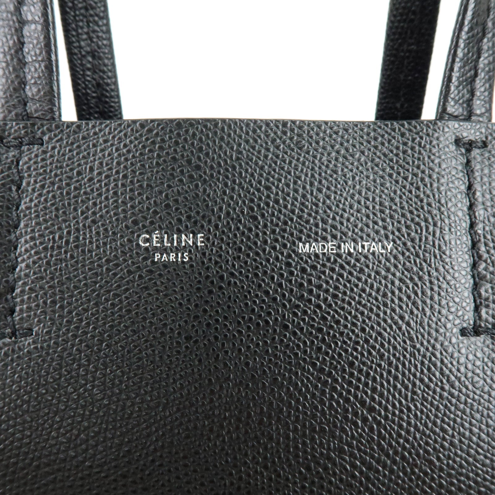 CELINE Vertical Cabas Leather 2Way Bag Hand Bag Shoulder Bag Black