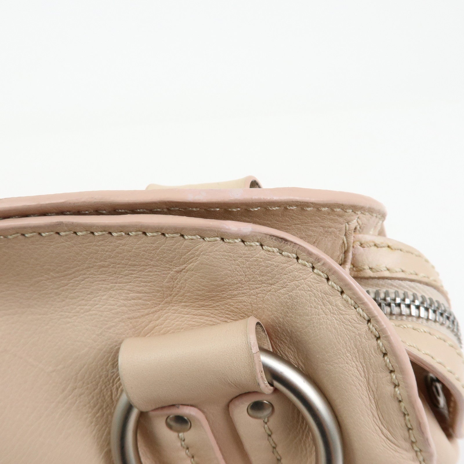 CELINE Bittersweet Leather Shoulder Bag Hand Bag Pink Beige