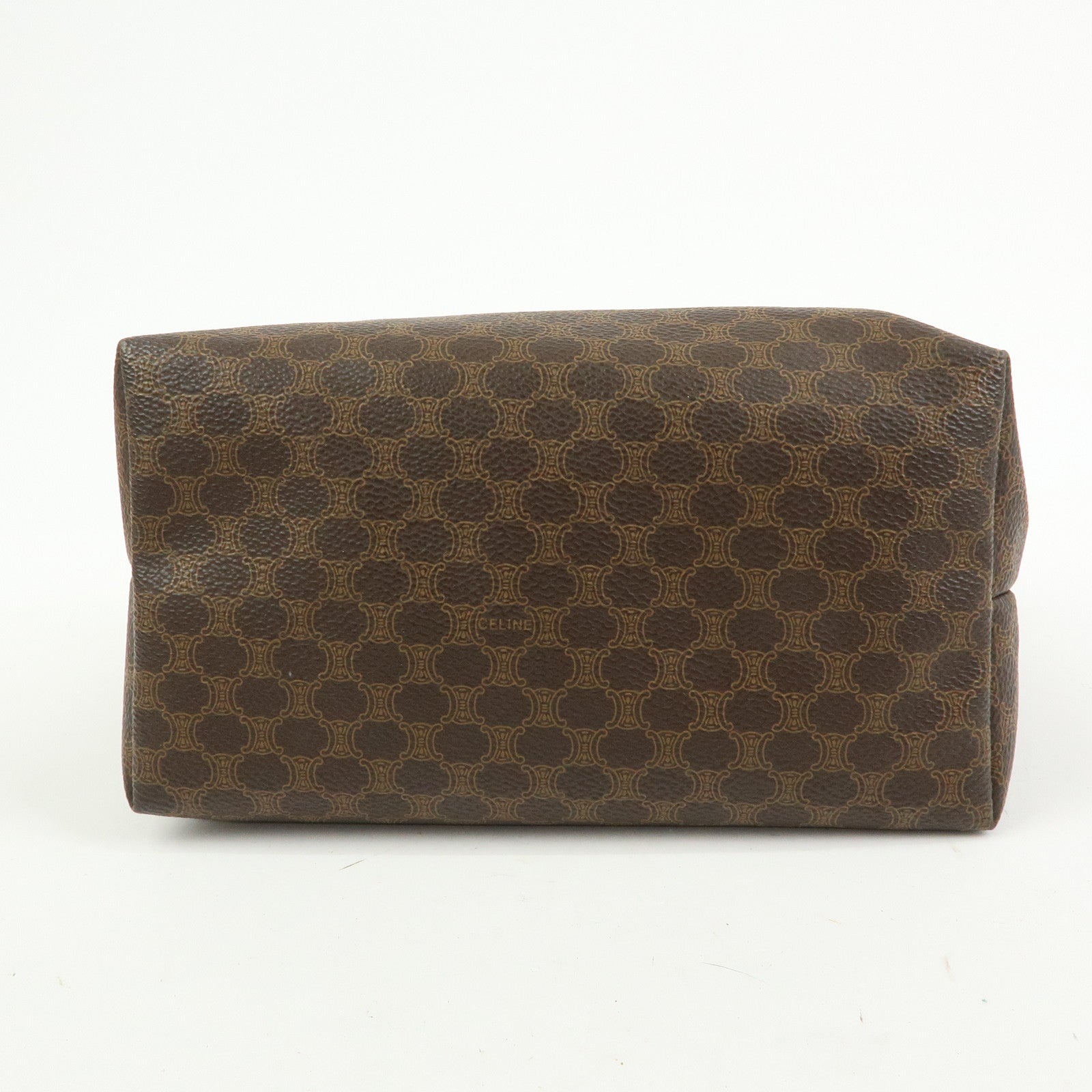 CELINE Macadam PVC Leather Hand Bag Cosmetic Pouch Brown