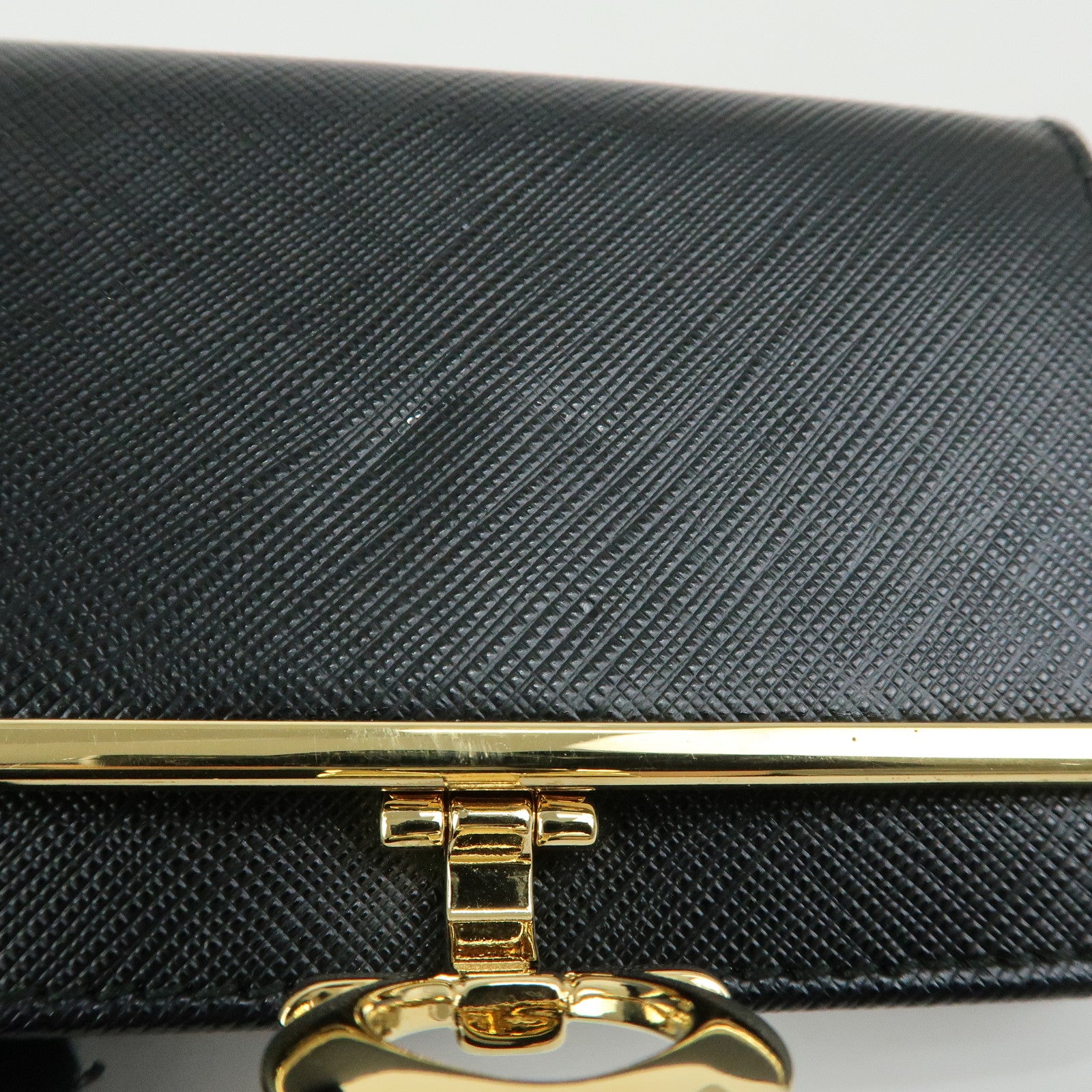 Ferragamo Gancini Embossed Leather Card Case Card Holder Black