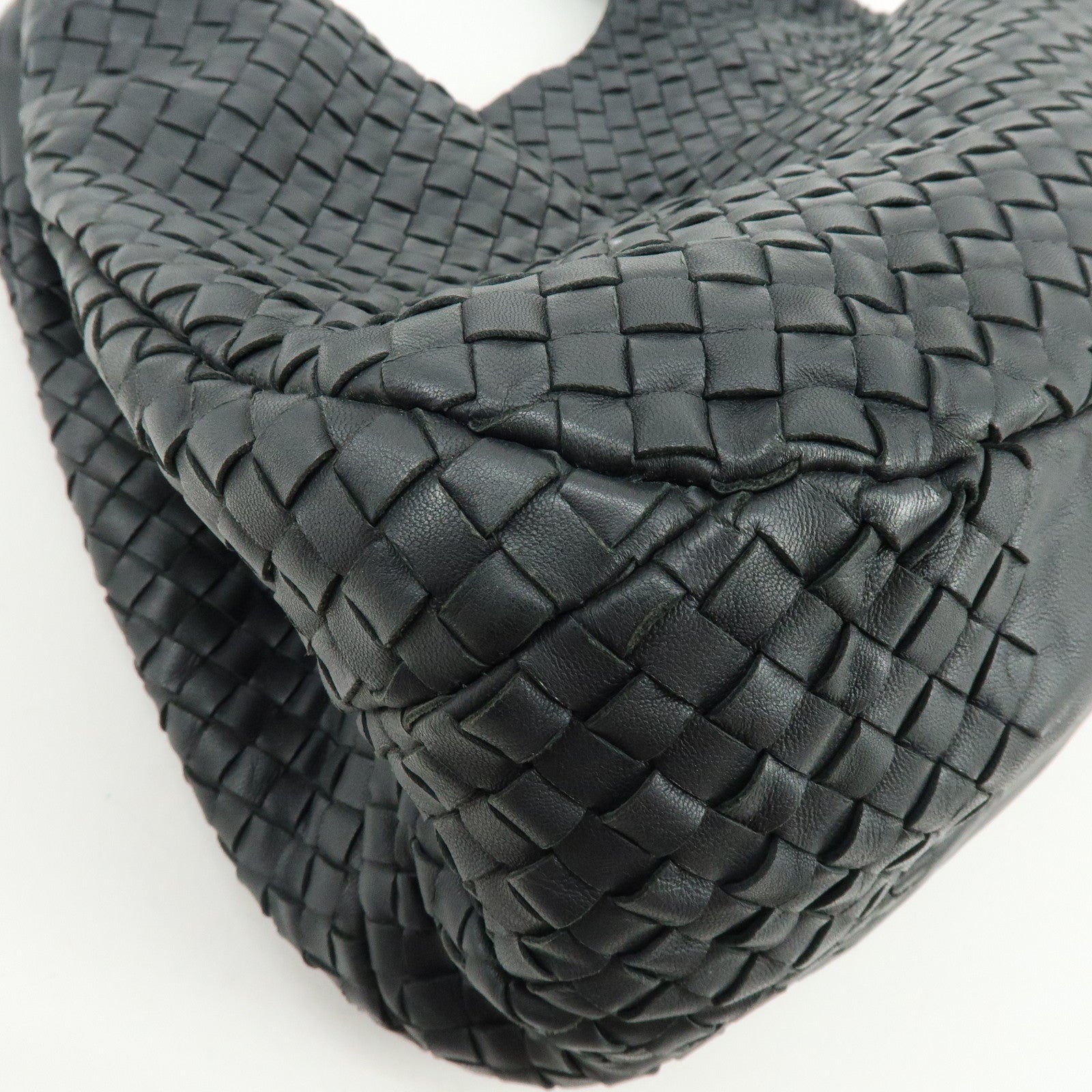 BOTTEGA VENETA Intrecciato Campana Leather Shoulder Bag Hand Bag Black