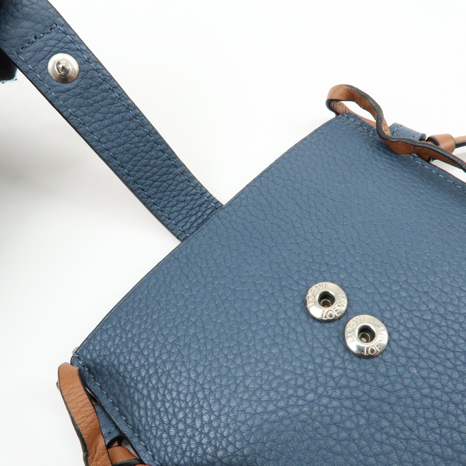 LOEWE Anagram Leather Mini Shoulder Bag Crossbody Bag Blue Brown
