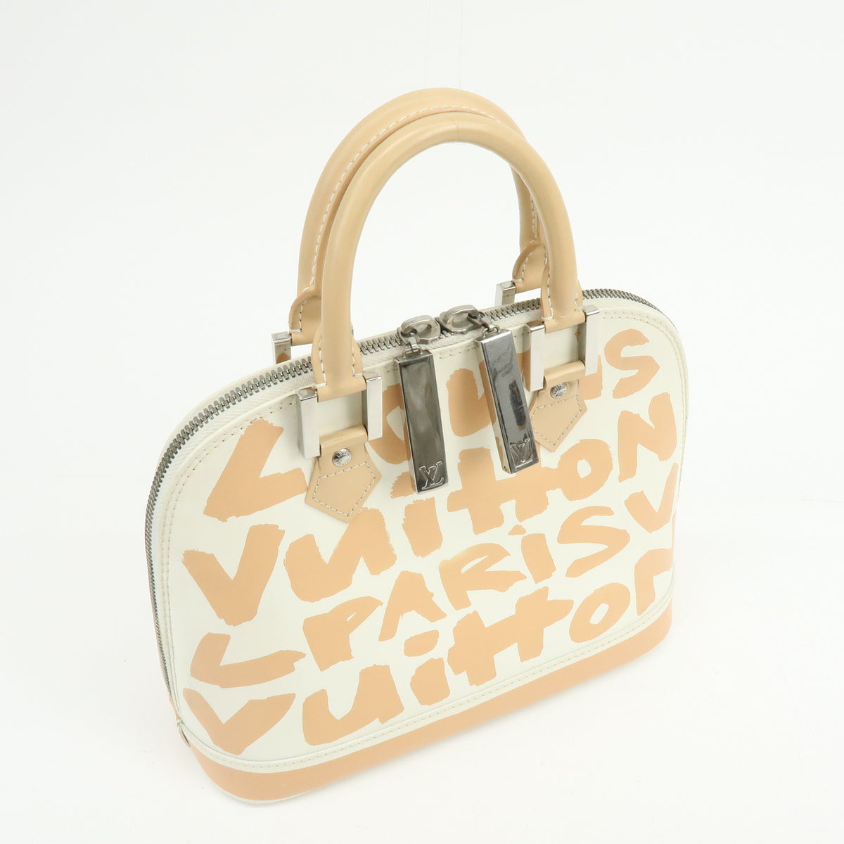 Louis Vuitton Monogram Graffiti Alma MM Leather Hand Bag Beige M92180