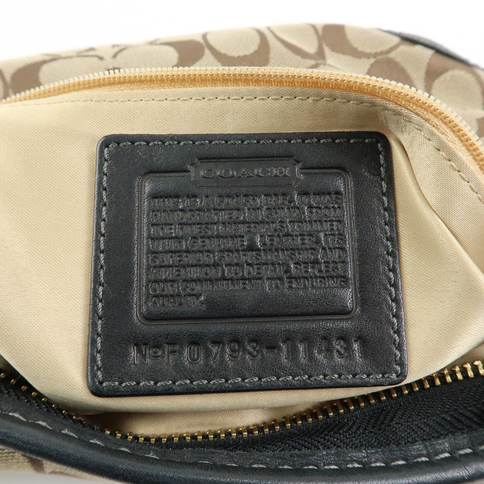 COACH Singnature Canvas Leather Shoulder Bag Hand Bag Beige Black Brown