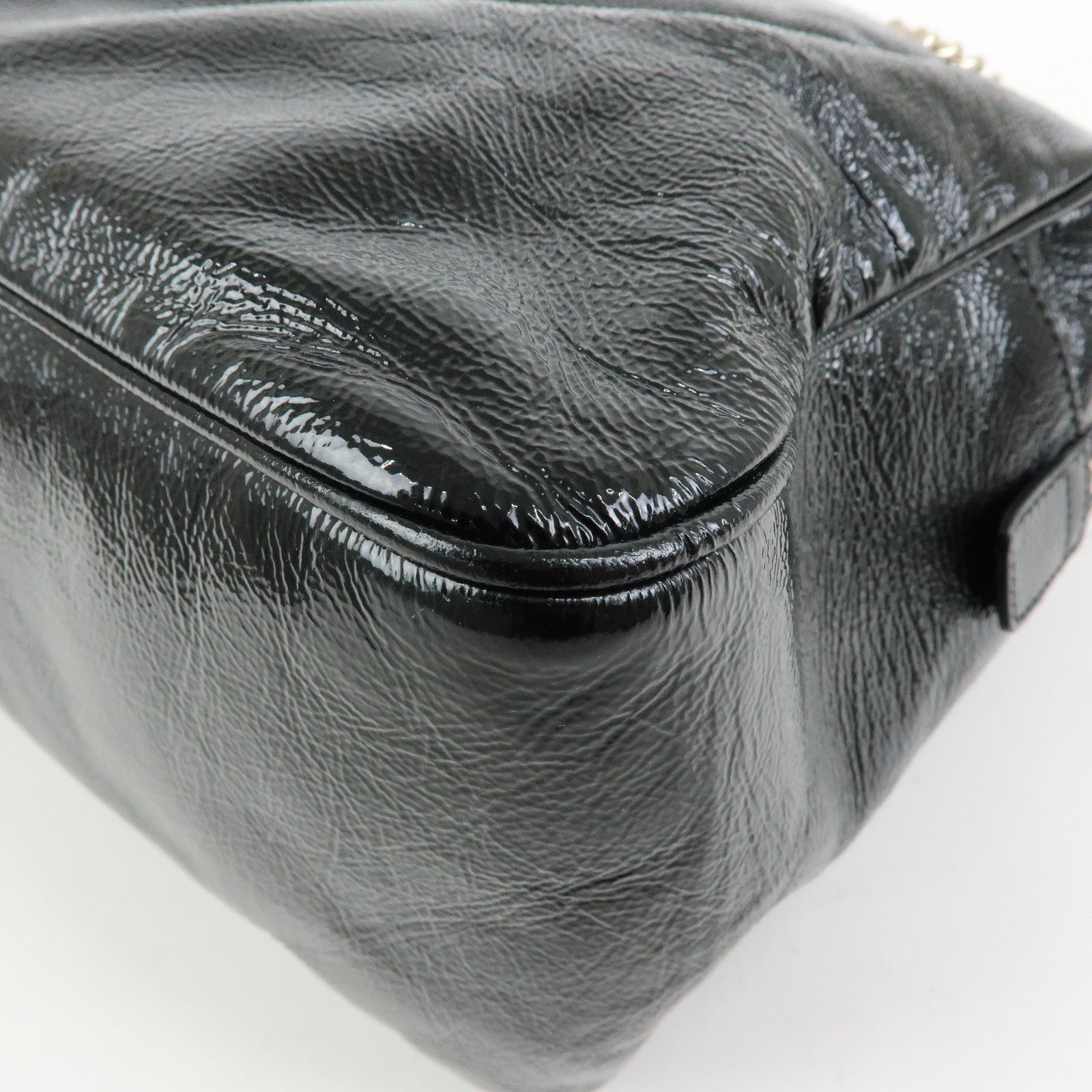 GUCCI SOHO Patent Leather Shoulder Bag Hand Bag Black 353126