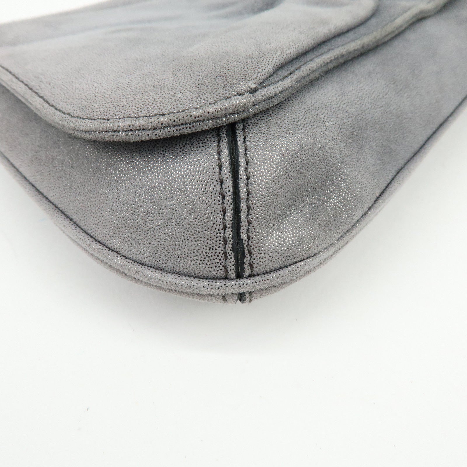 Ferragamo Vara Ribbon Leather Shoulder Bag Clutch Bag Metallic Gray