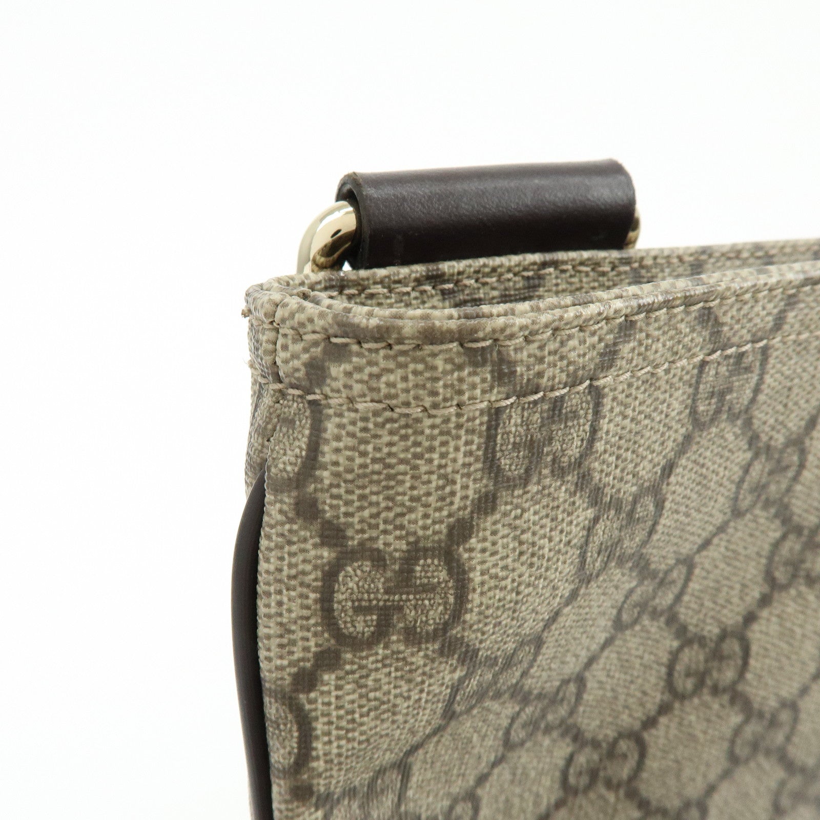GUCCI GG Supreme Leather Shoulder Bag Crossbody Bag Brown Beige 201446