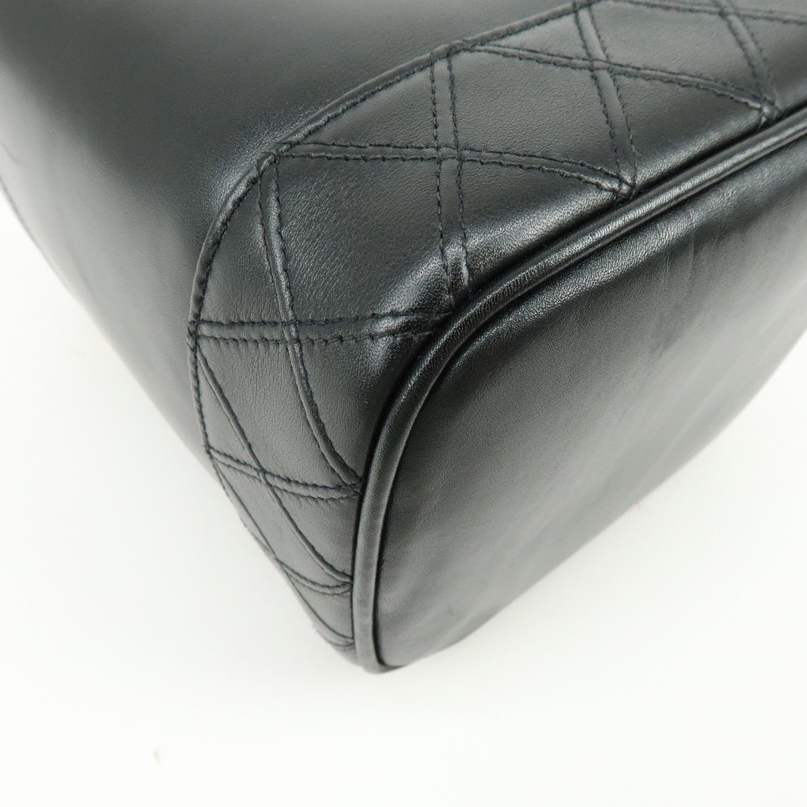 CHANEL Bicolore Lamb Skin Vanity Bag Hand Bag Black A01619