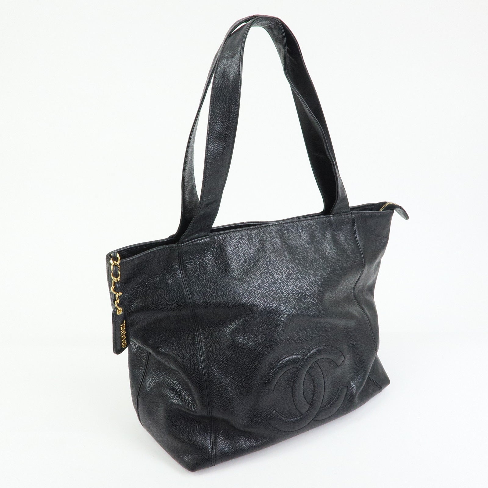 CHANEL COCO Mark Caviarskin Shoulder Bag Tote Bag Black