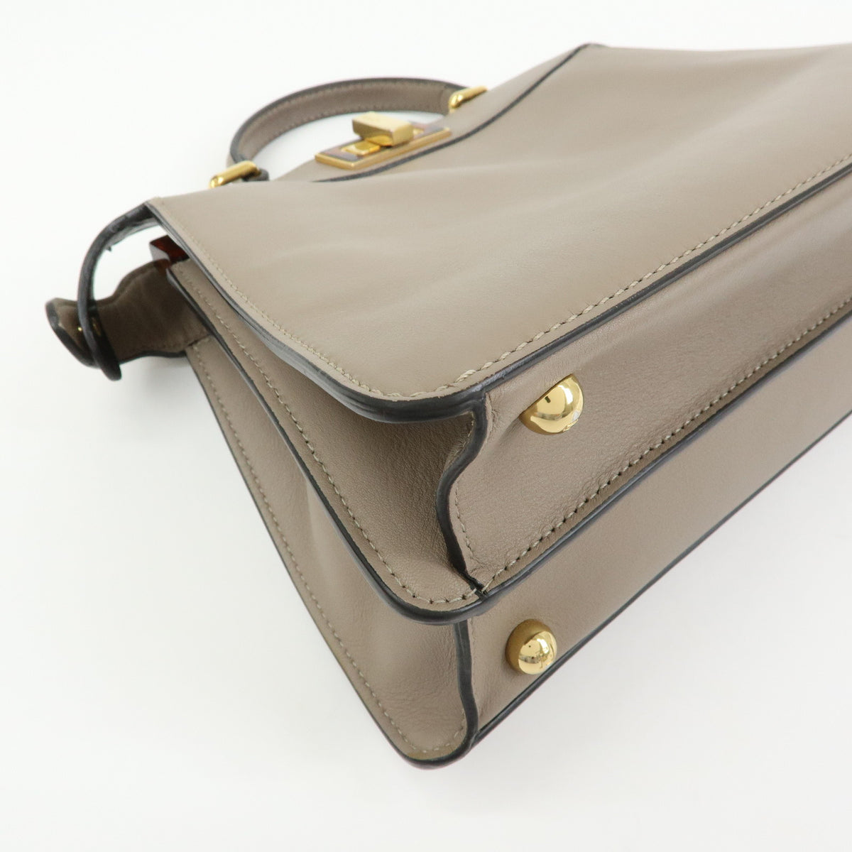 FENDI Peek a Boo ISeeU Small Leather 2Way Bag Hand Bag Greige 8BN327