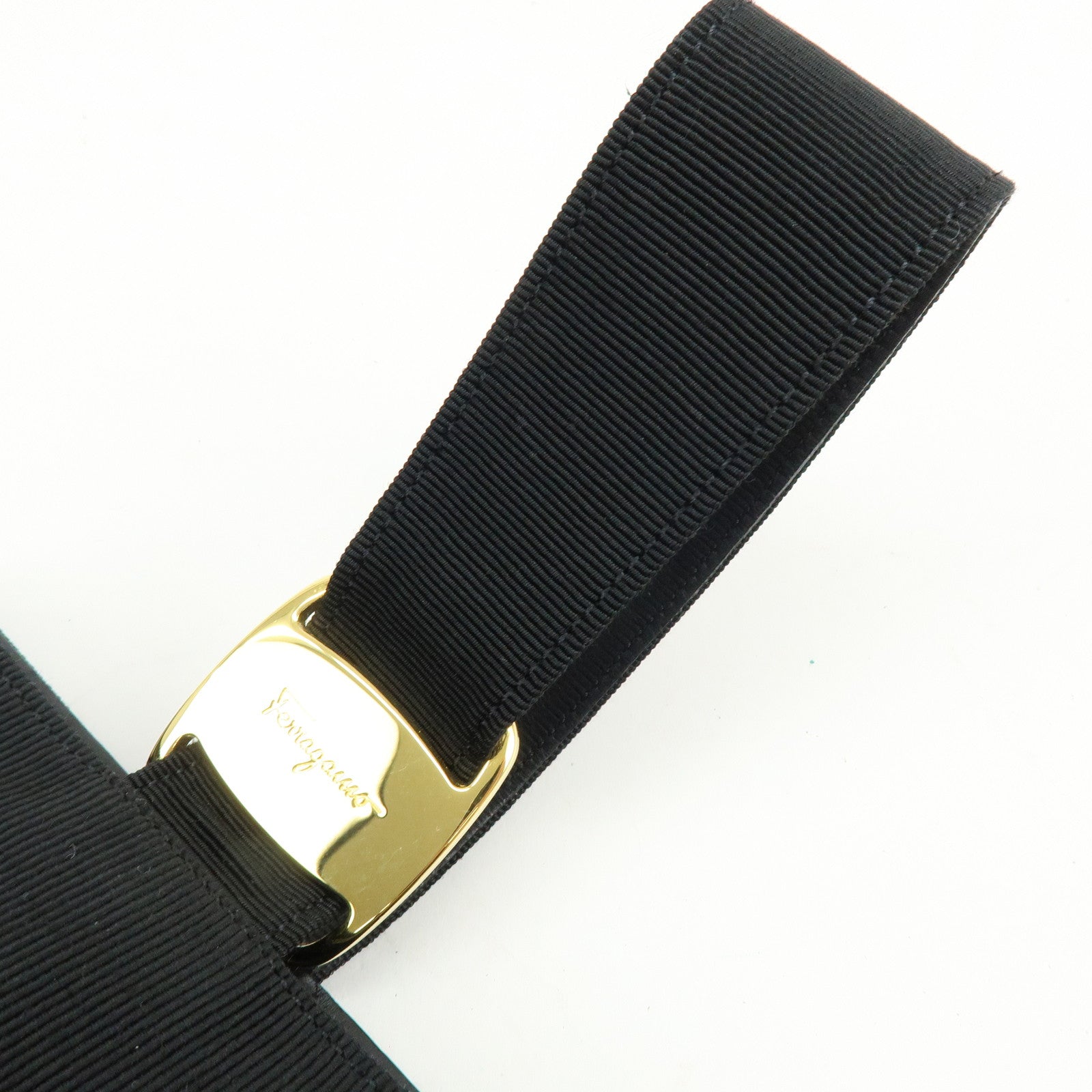 Ferragamo Vara Canvas Leather Tiered Hand Bag Pouch Black