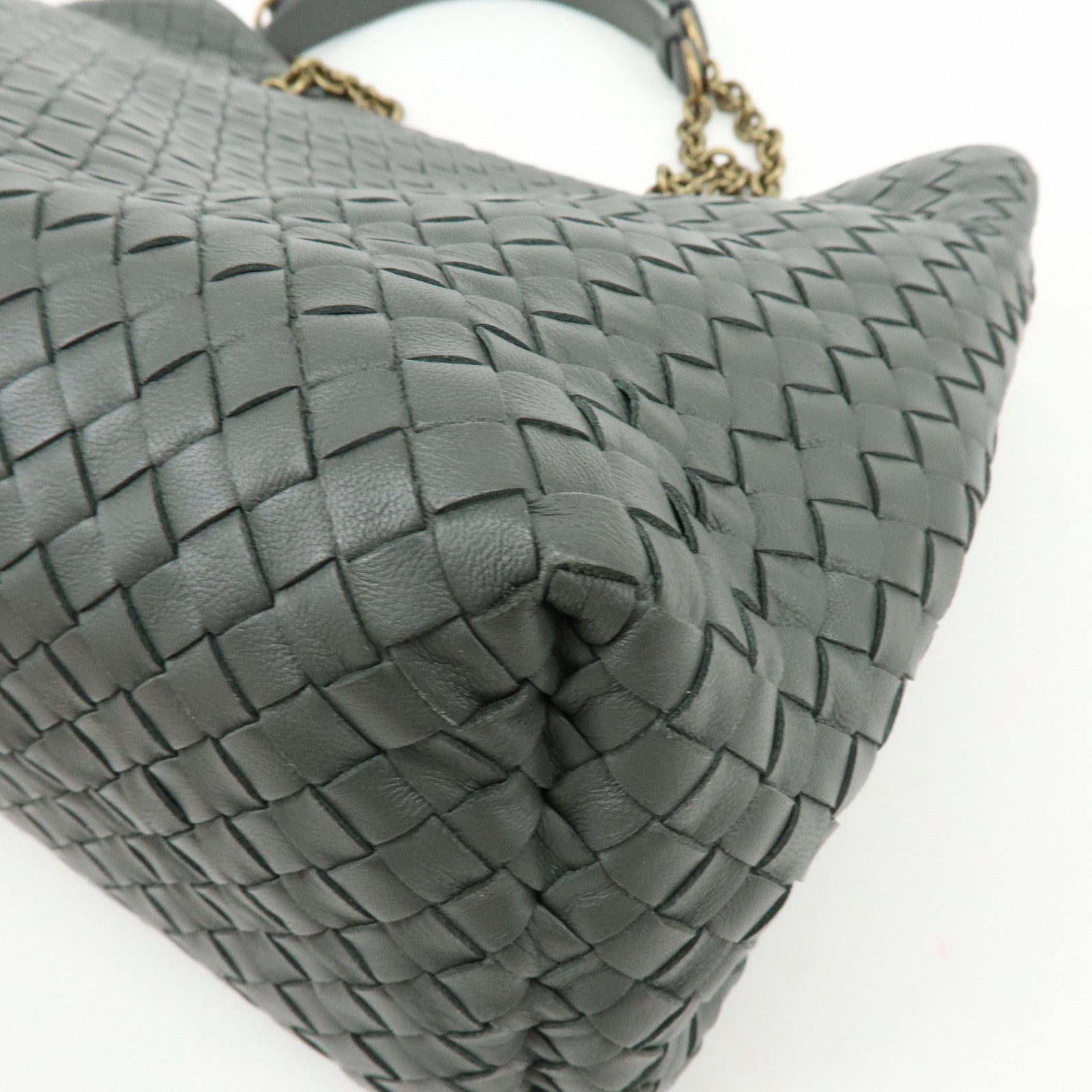 BOTTEGA VENETA Intrecciato Leather Chain Shoulder Bag Gray B07669596G